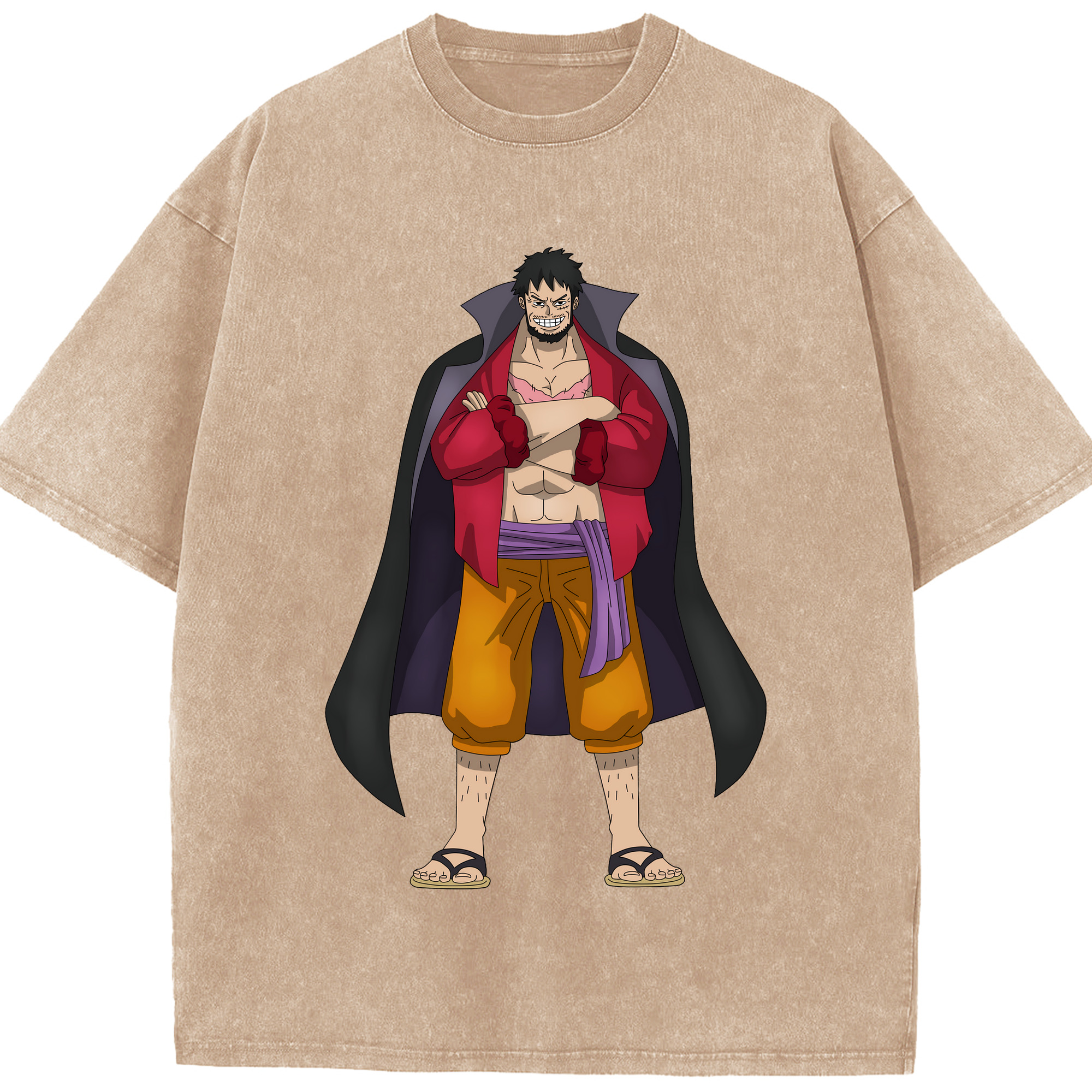 ワンピース モンキー・D・ルフィ ONE PIECE Monkey D. Luffy 綿100% ヴィンテージ風 半袖Tシャツ（フロントプリント）