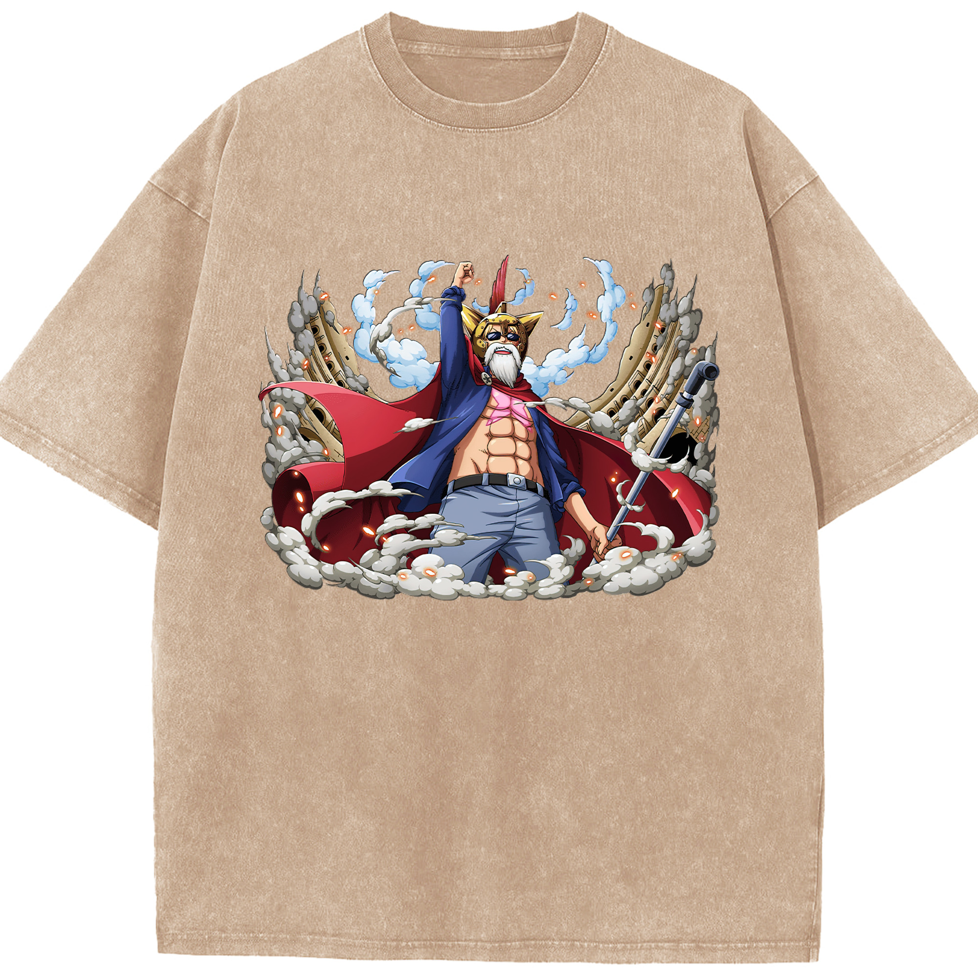 ワンピース モンキー・D・ルフィ ONE PIECE Monkey D. Luffy 綿100% ヴィンテージ風 半袖Tシャツ（フロントプリント）