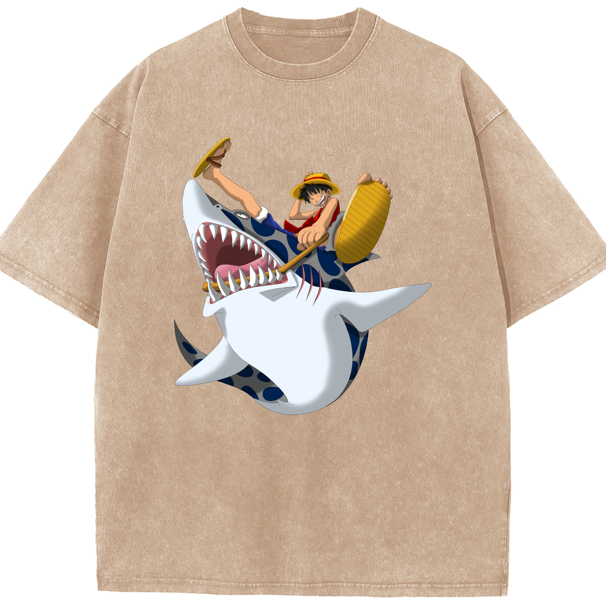 ワンピース モンキー・D・ルフィ ONE PIECE Monkey D. Luffy 綿100% ヴィンテージ風 半袖Tシャツ（フロントプリント）