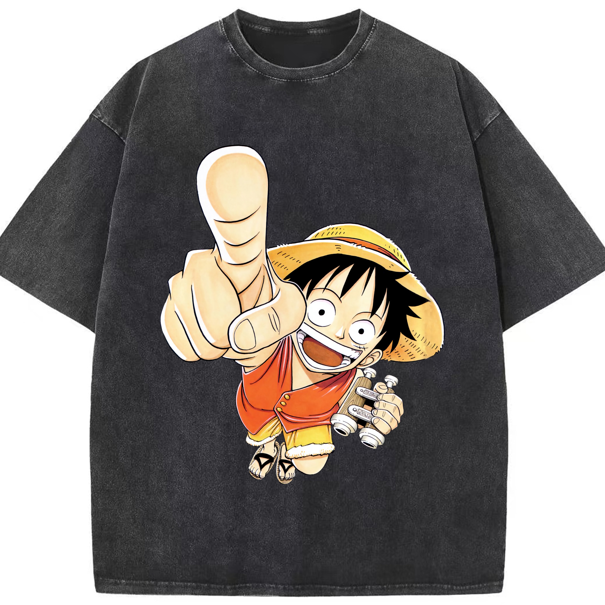 ワンピース モンキー・D・ルフィ ONE PIECE Monkey D. Luffy 綿100% ヴィンテージ風 半袖Tシャツ（フロントプリント）