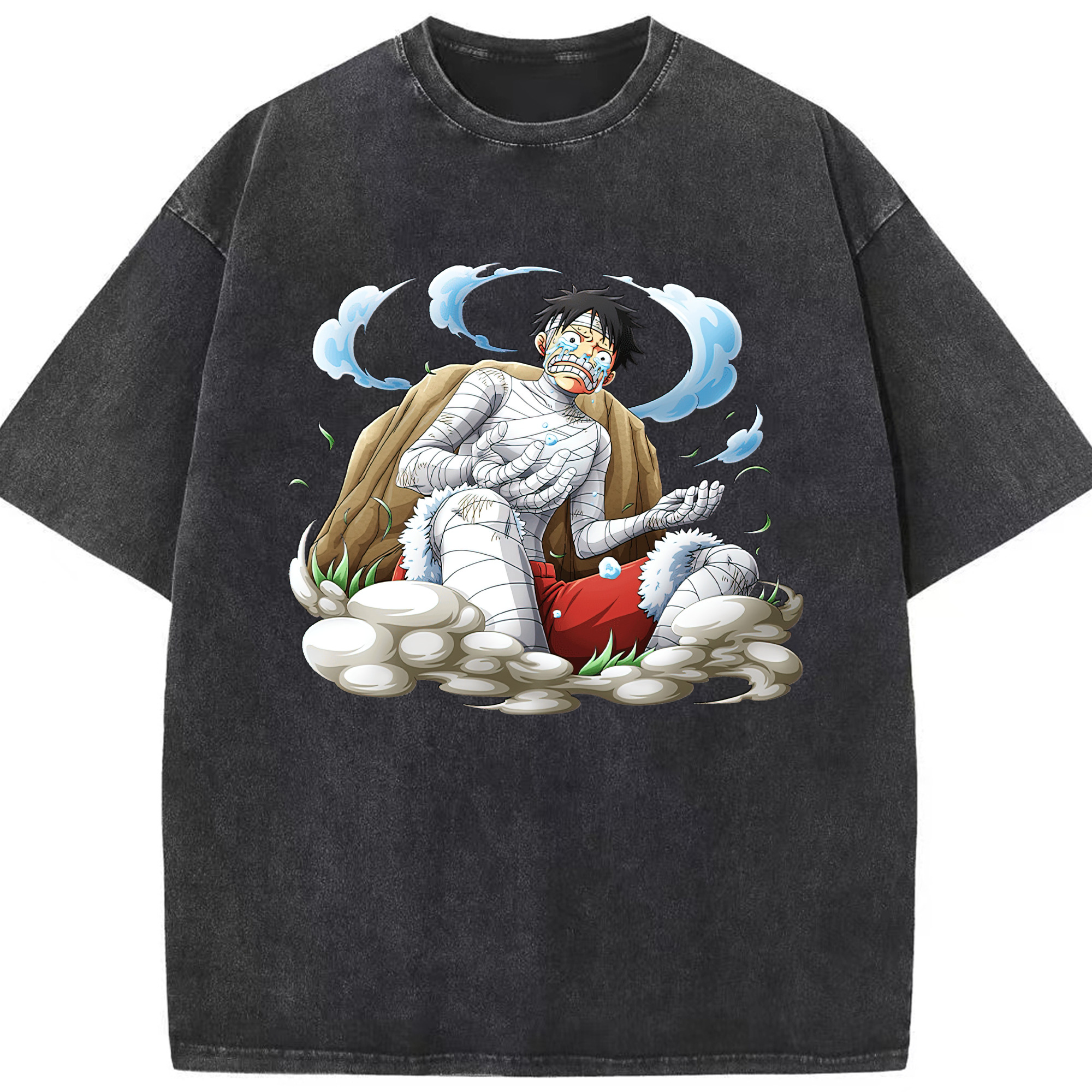 ワンピース モンキー・D・ルフィ ONE PIECE Monkey D. Luffy 綿100% ヴィンテージ風 半袖Tシャツ（フロントプリント）