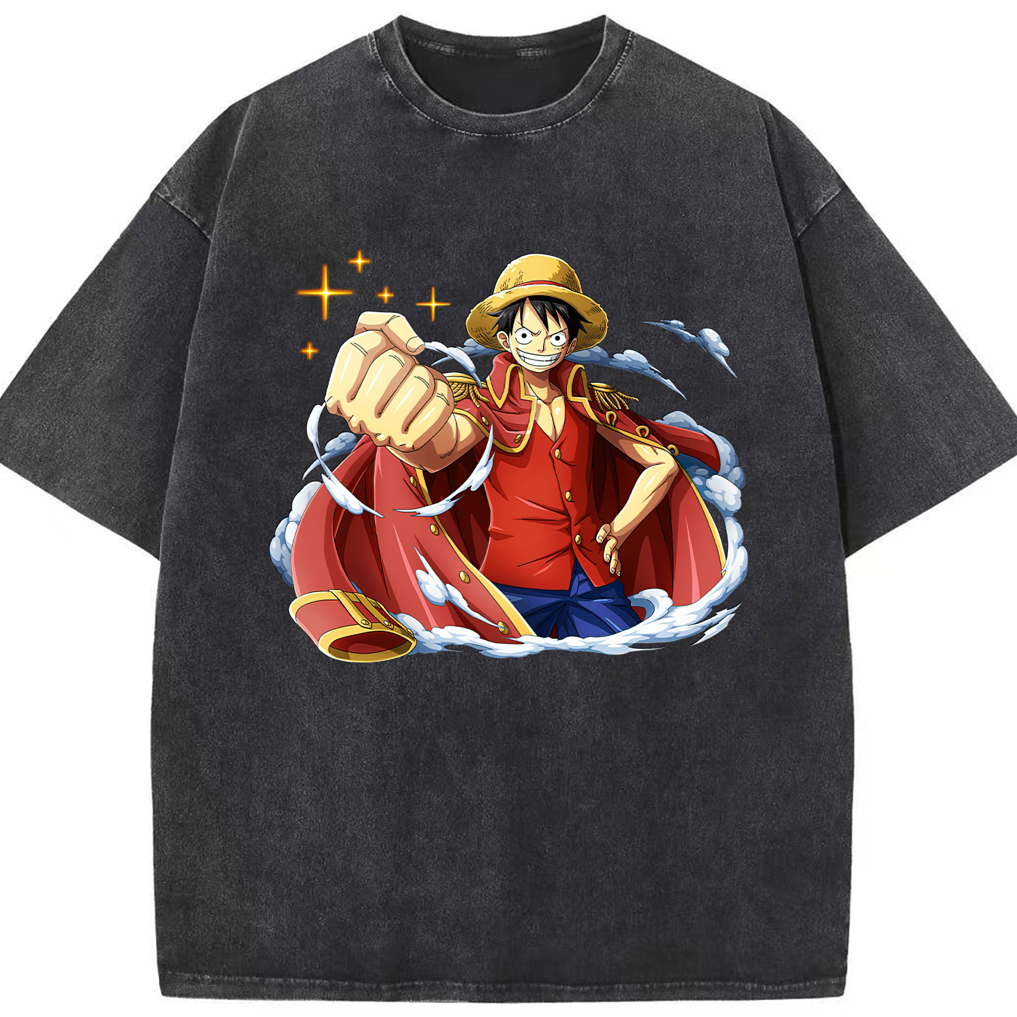 ワンピース モンキー・D・ルフィ ONE PIECE Monkey D. Luffy 綿100% ヴィンテージ風 半袖Tシャツ（フロントプリント）