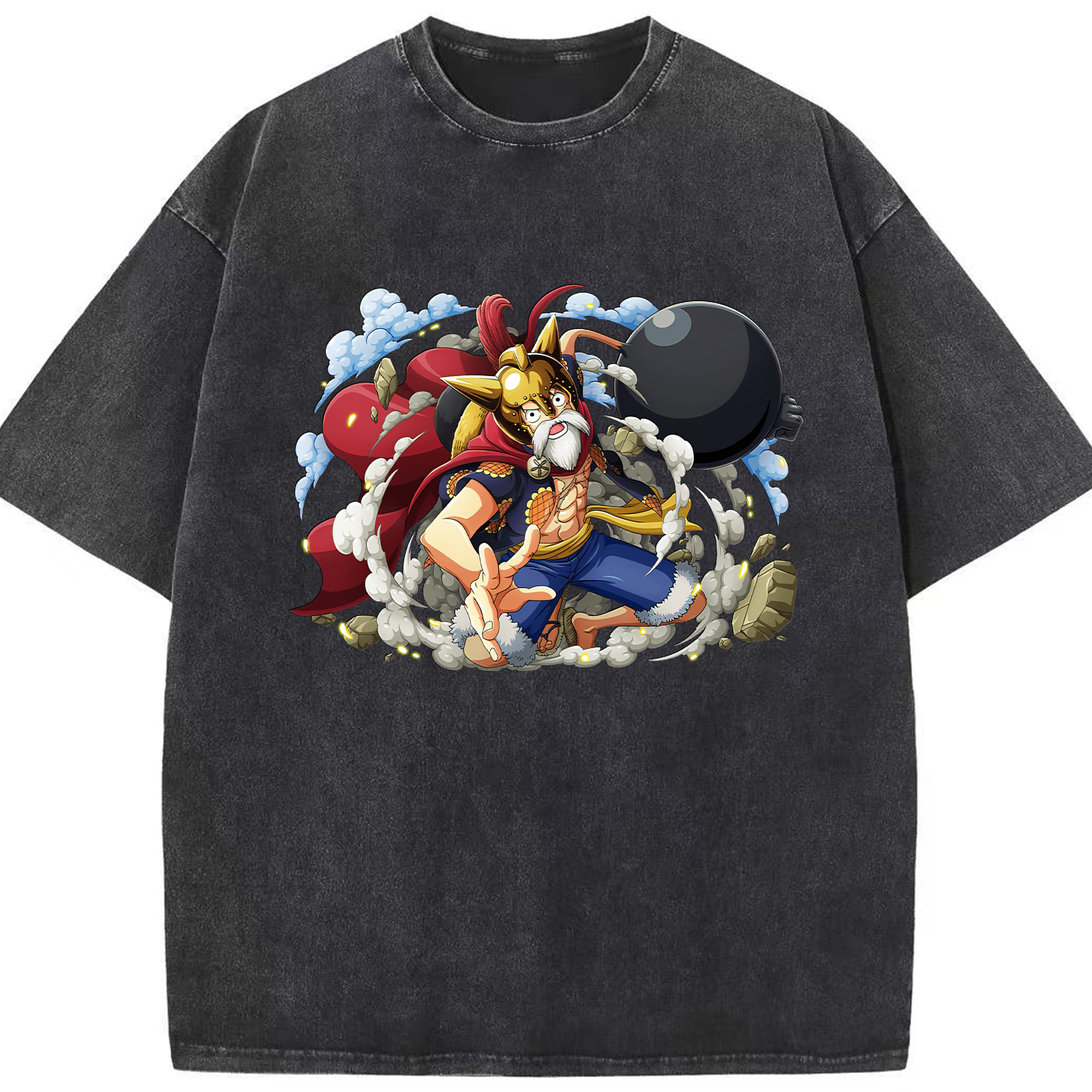 ワンピース モンキー・D・ルフィ ONE PIECE Monkey D. Luffy 綿100% ヴィンテージ風 半袖Tシャツ（フロントプリント）