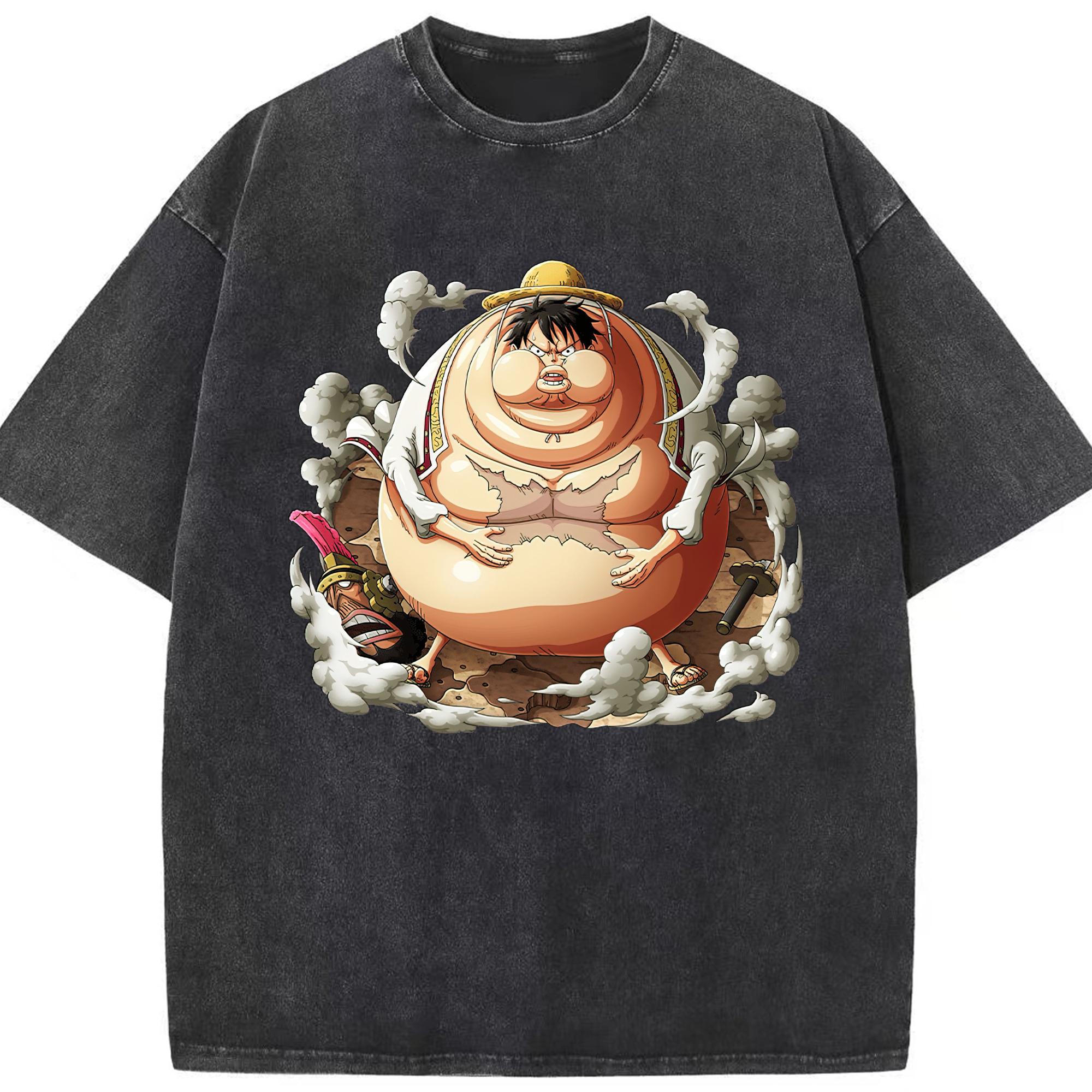 ワンピース モンキー・D・ルフィ ONE PIECE Monkey D. Luffy 綿100% ヴィンテージ風 半袖Tシャツ（フロントプリント）