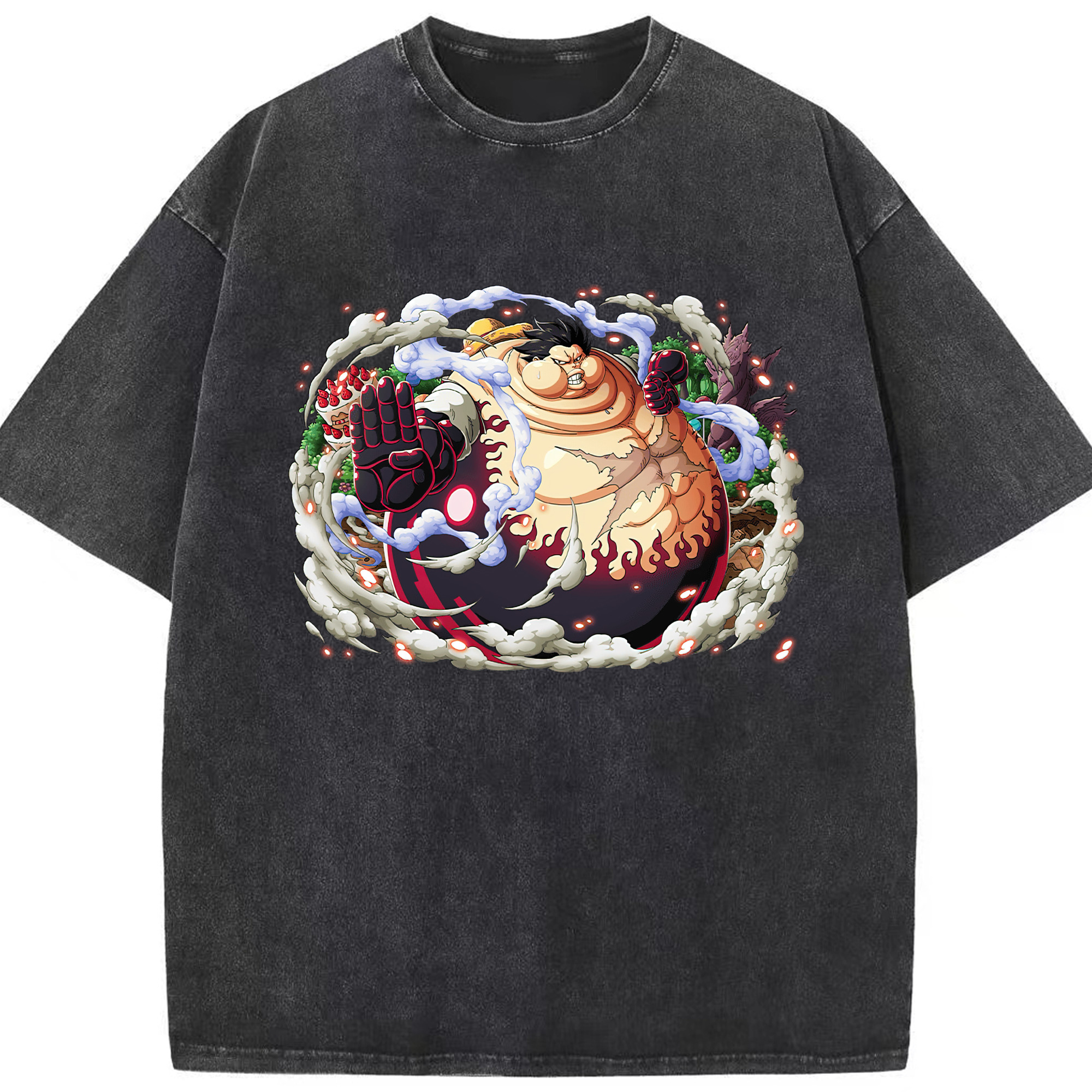 ワンピース モンキー・D・ルフィ ONE PIECE Monkey D. Luffy 綿100% ヴィンテージ風 半袖Tシャツ（フロントプリント）
