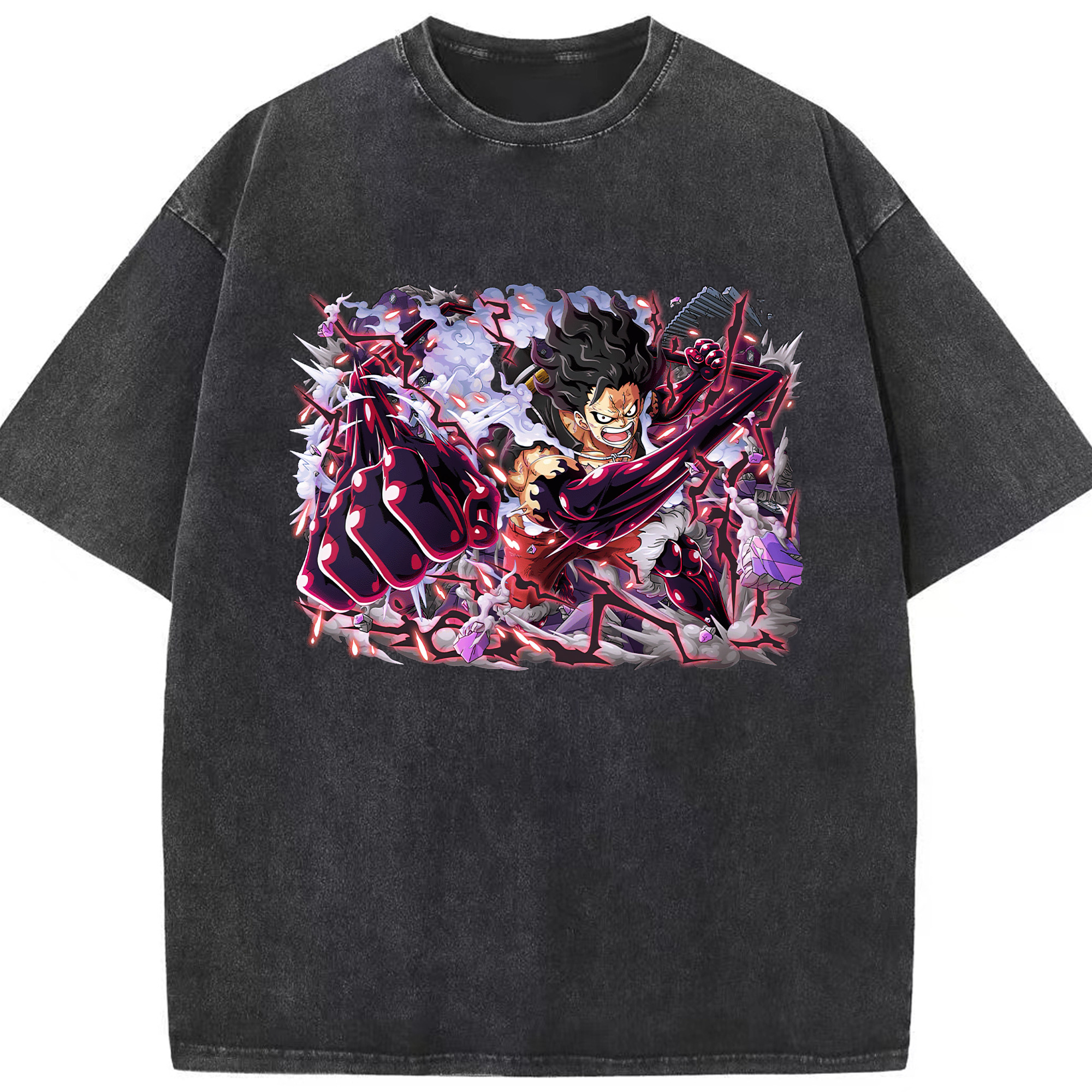 ワンピース モンキー・D・ルフィ ONE PIECE Monkey D. Luffy 綿100% ヴィンテージ風 半袖Tシャツ（フロントプリント）