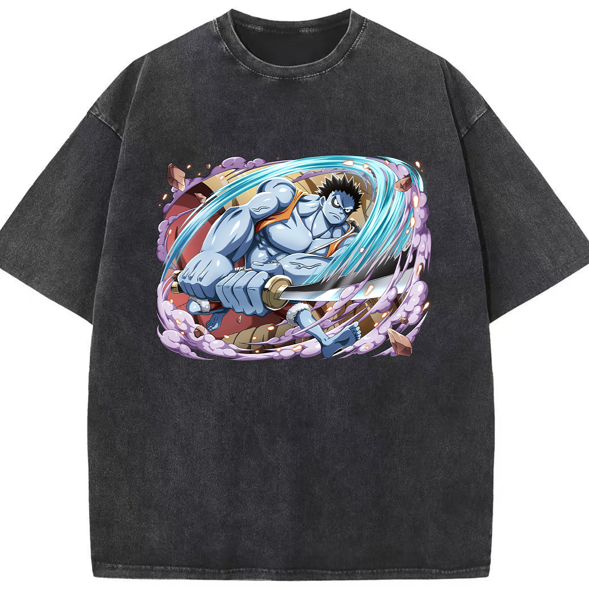 （画像用） ワンピース モンキー・D・ルフィ ONE PIECE Monkey D. Luffy 綿100% ヴィンテージ風 半袖Tシャツ（フロントプリント）