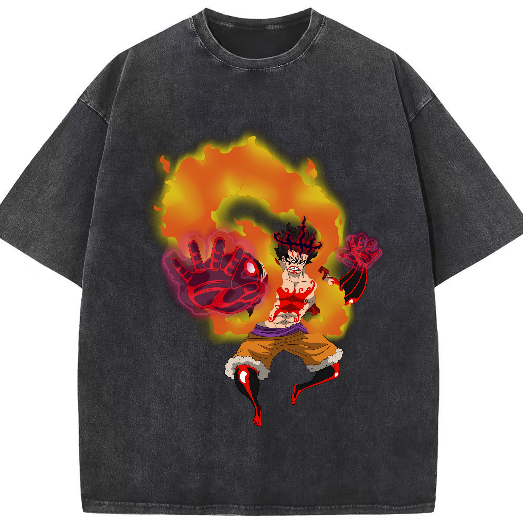 ワンピース モンキー・D・ルフィ ONE PIECE Monkey D. Luffy 綿100% ヴィンテージ風 半袖Tシャツ（フロントプリント）