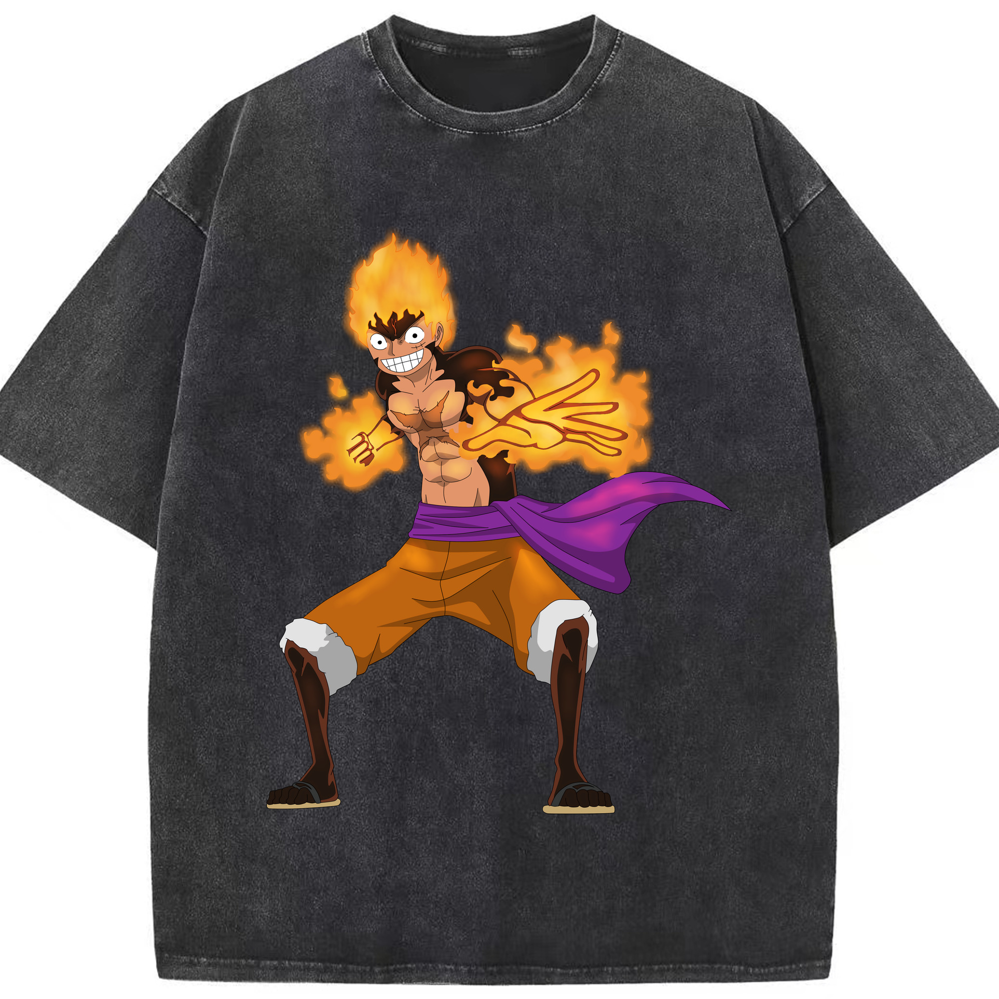 ワンピース モンキー・D・ルフィ ONE PIECE Monkey D. Luffy 綿100% ヴィンテージ風 半袖Tシャツ（フロントプリント）