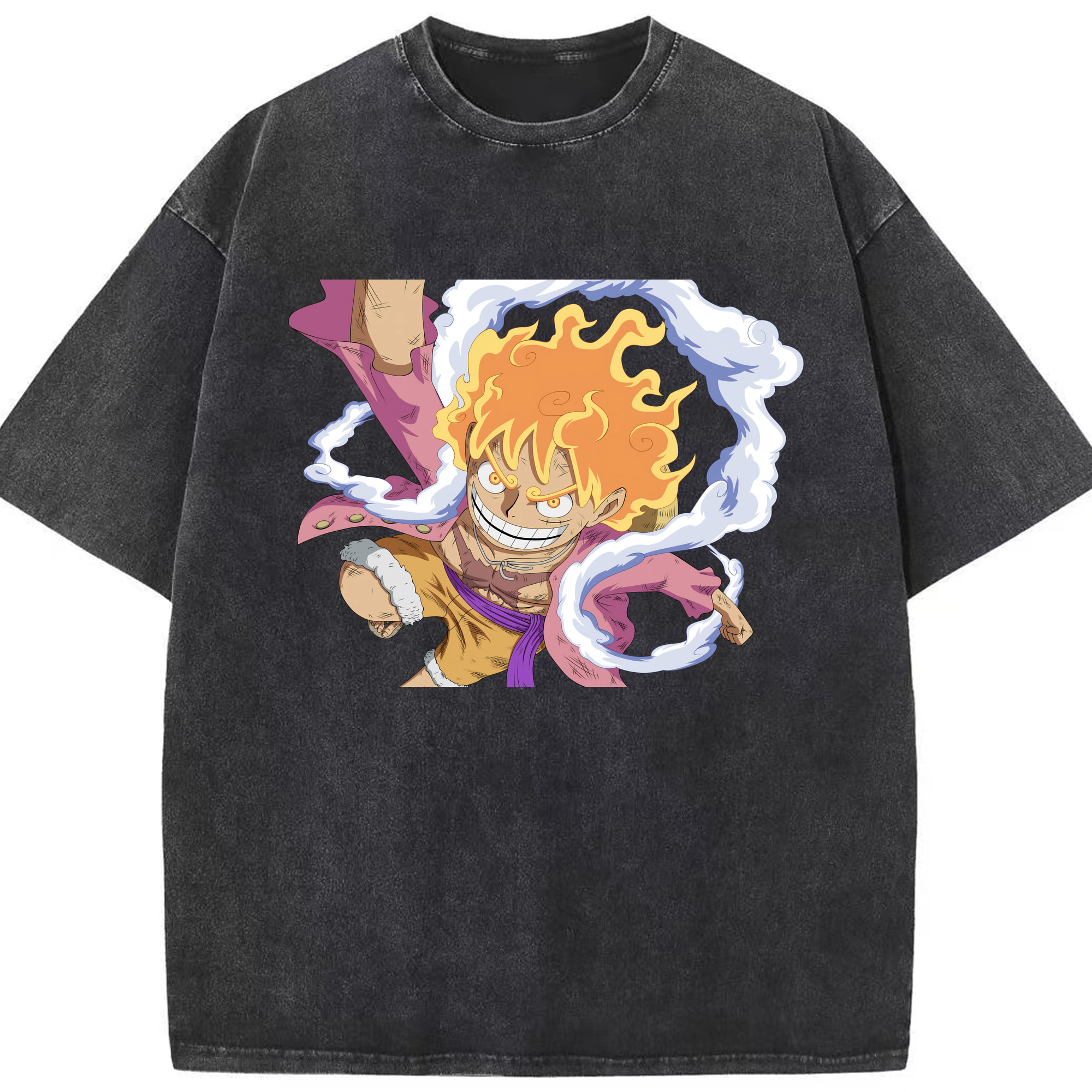 ワンピース モンキー・D・ルフィ ONE PIECE Monkey D. Luffy 綿100% ヴィンテージ風 半袖Tシャツ（フロントプリント）