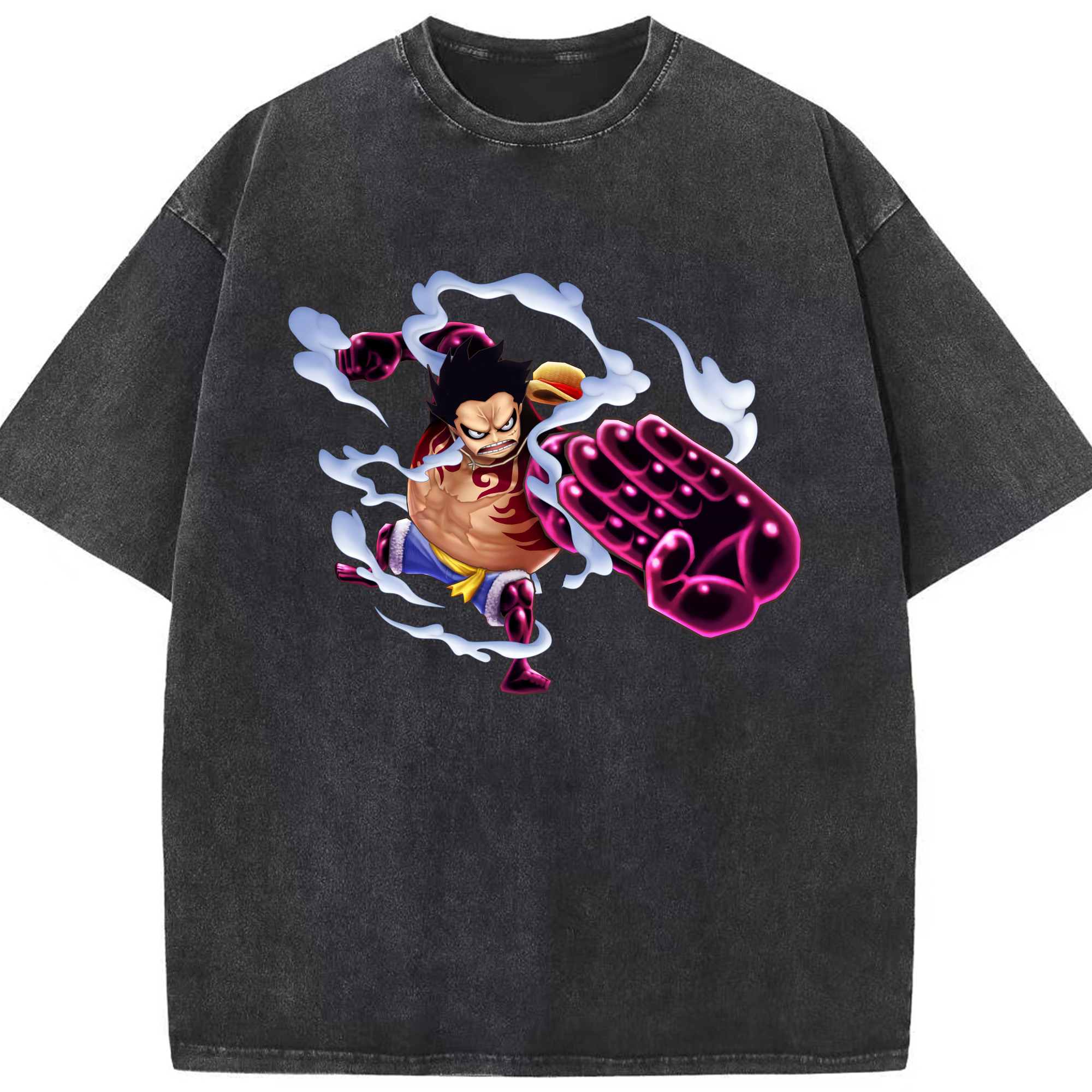 ワンピース モンキー・D・ルフィ ONE PIECE Monkey D. Luffy 綿100% ヴィンテージ風 半袖Tシャツ（フロントプリント）