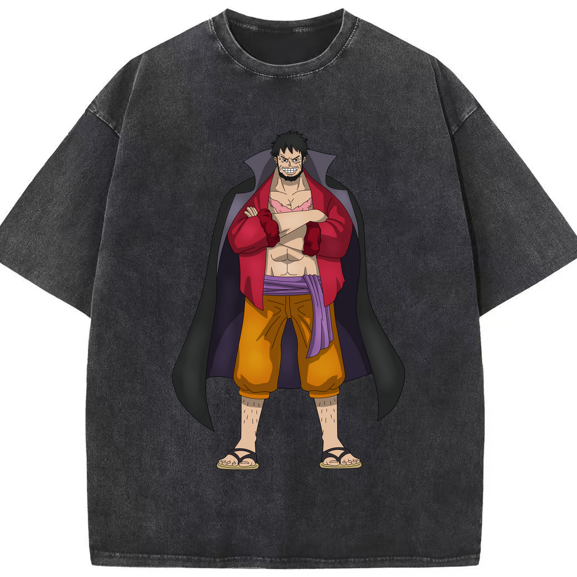 ワンピース モンキー・D・ルフィ ONE PIECE Monkey D. Luffy 綿100% ヴィンテージ風 半袖Tシャツ（フロントプリント）