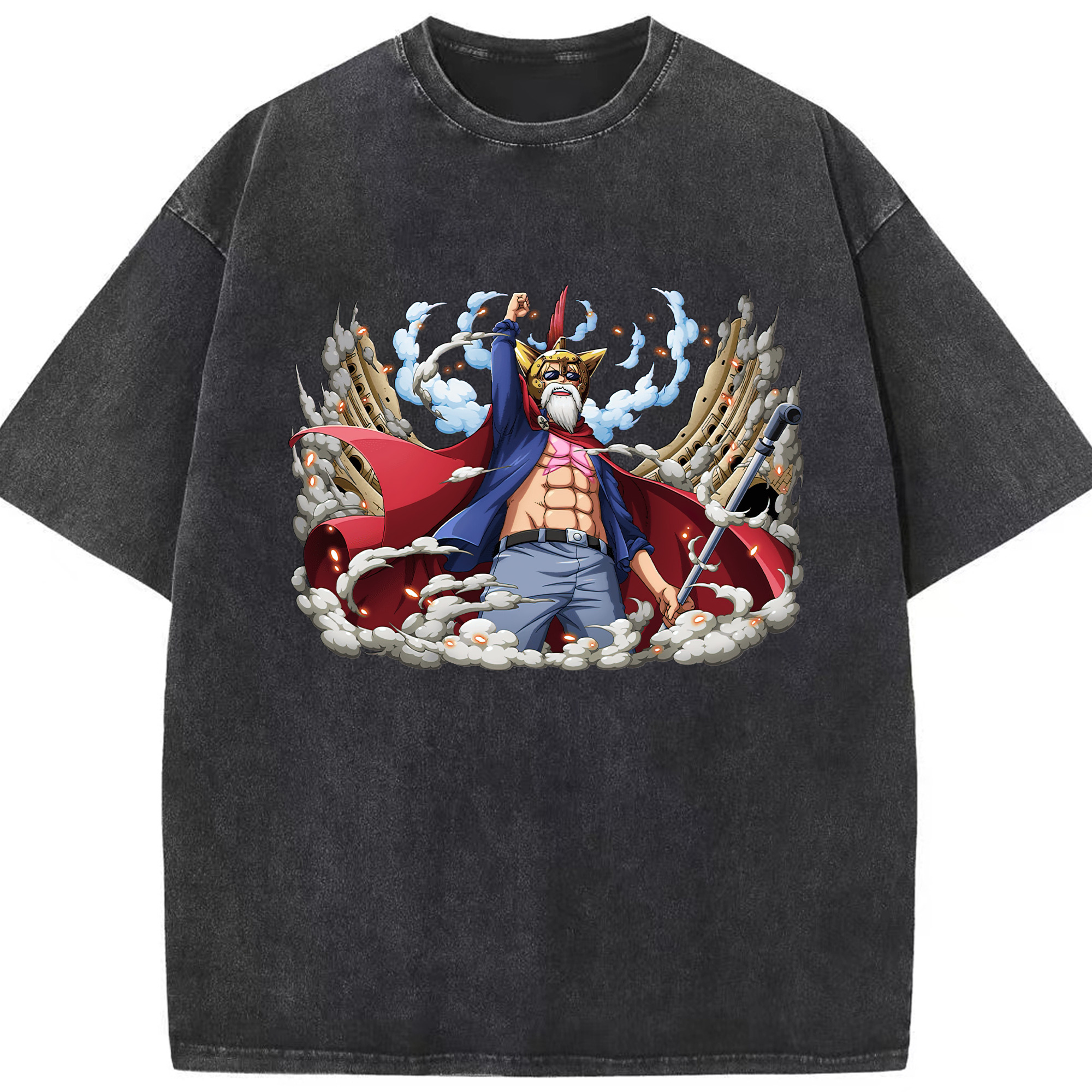 ワンピース モンキー・D・ルフィ ONE PIECE Monkey D. Luffy 綿100% ヴィンテージ風 半袖Tシャツ（フロントプリント）