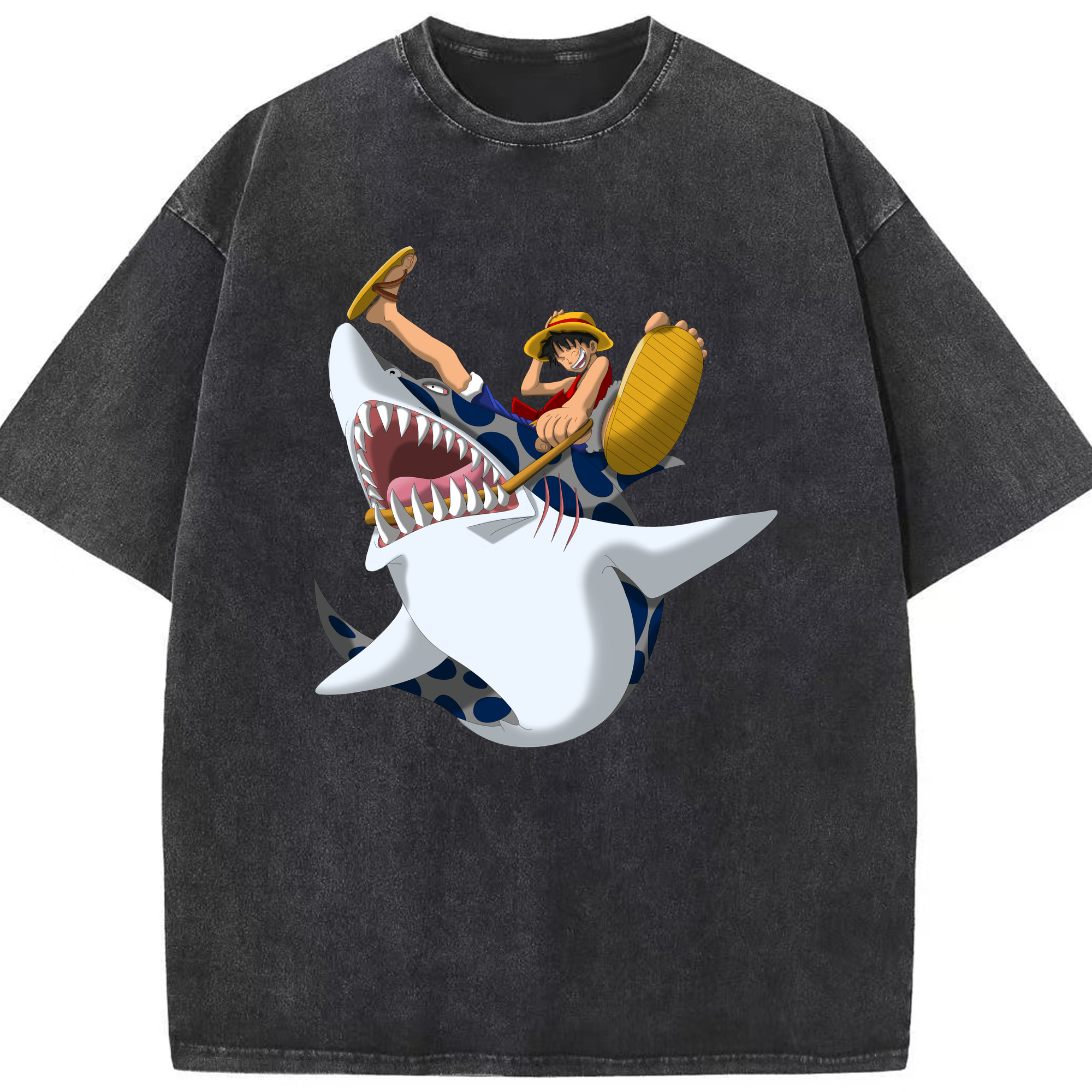 ワンピース モンキー・D・ルフィ ONE PIECE Monkey D. Luffy 綿100% ヴィンテージ風 半袖Tシャツ（フロントプリント）