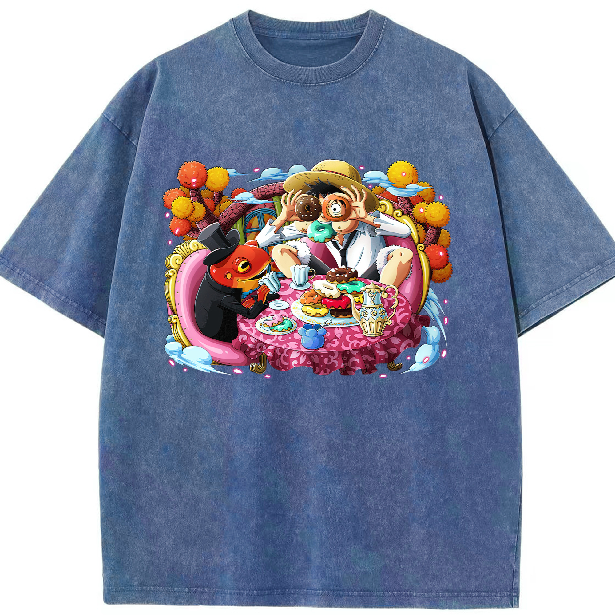 ワンピース モンキー・D・ルフィ ONE PIECE Monkey D. Luffy 綿100% ヴィンテージ風 半袖Tシャツ（フロントプリント）