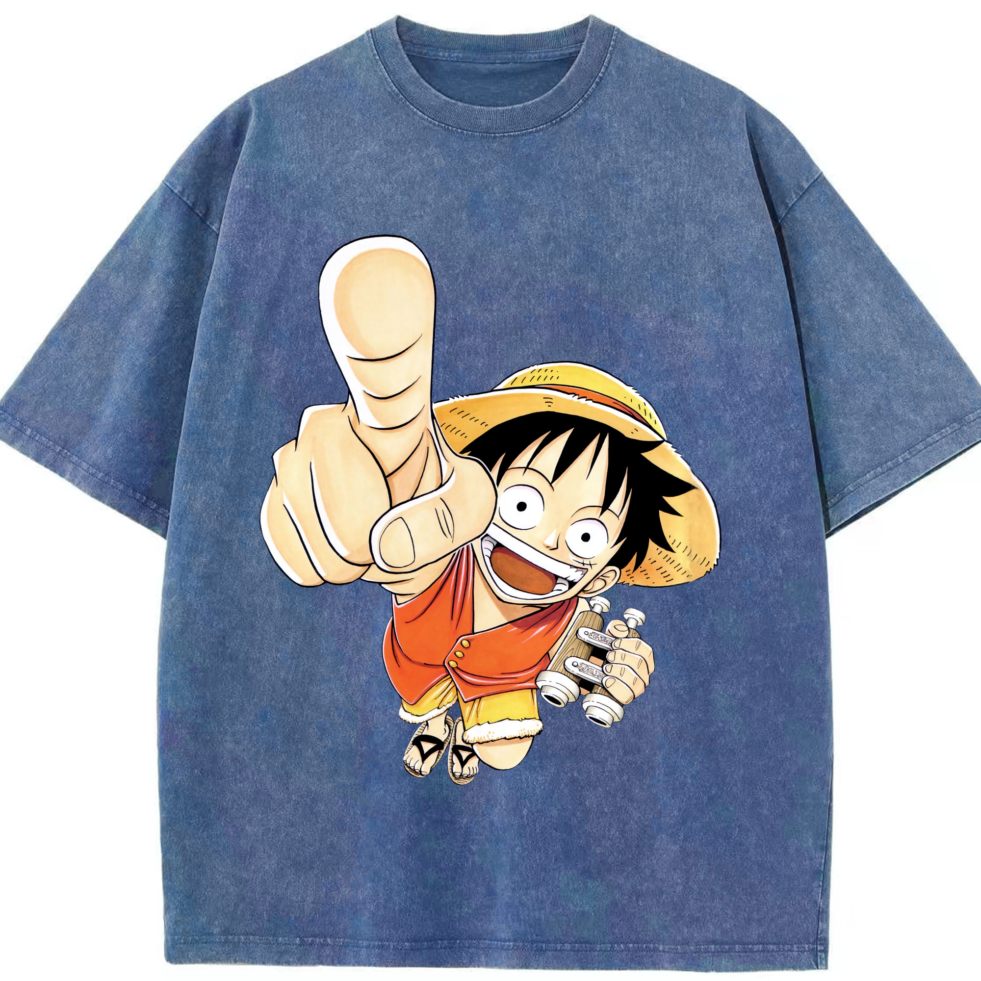 ワンピース モンキー・D・ルフィ ONE PIECE Monkey D. Luffy 綿100% ヴィンテージ風 半袖Tシャツ（フロントプリント）
