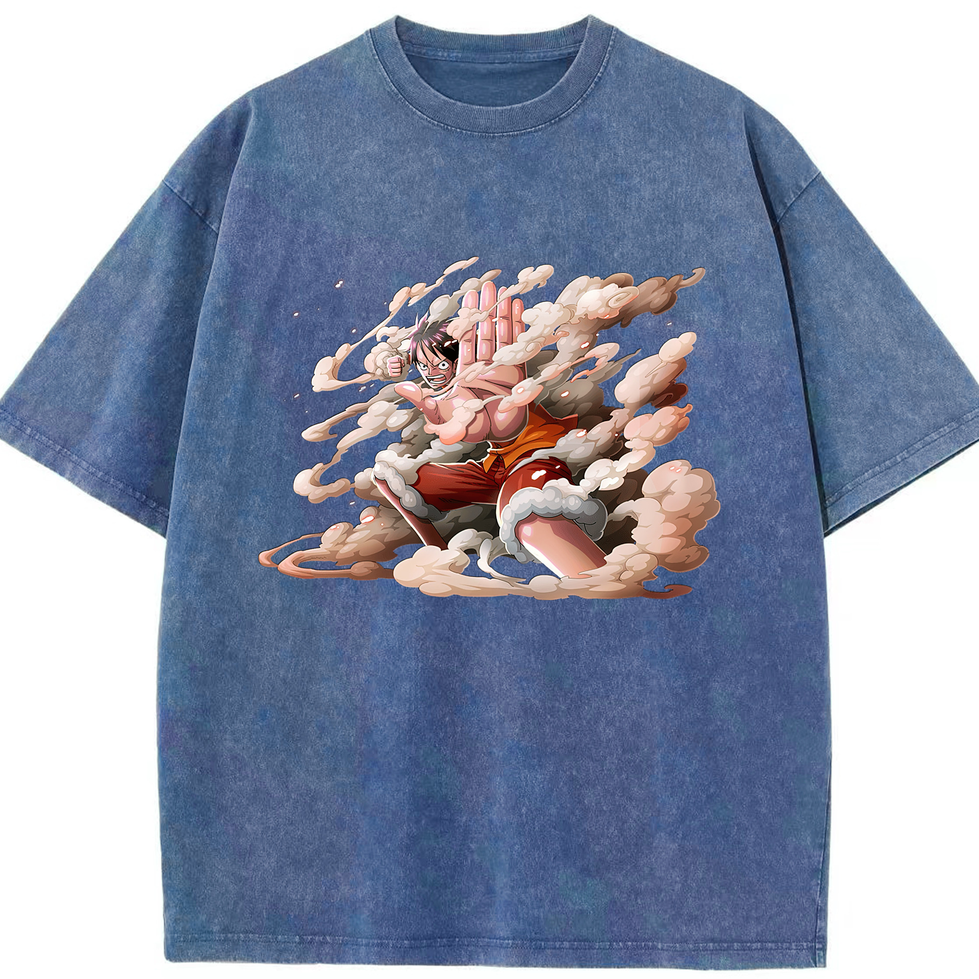 （画像用） ワンピース モンキー・D・ルフィ ONE PIECE Monkey D. Luffy 綿100% ヴィンテージ風 半袖Tシャツ（フロントプリント）