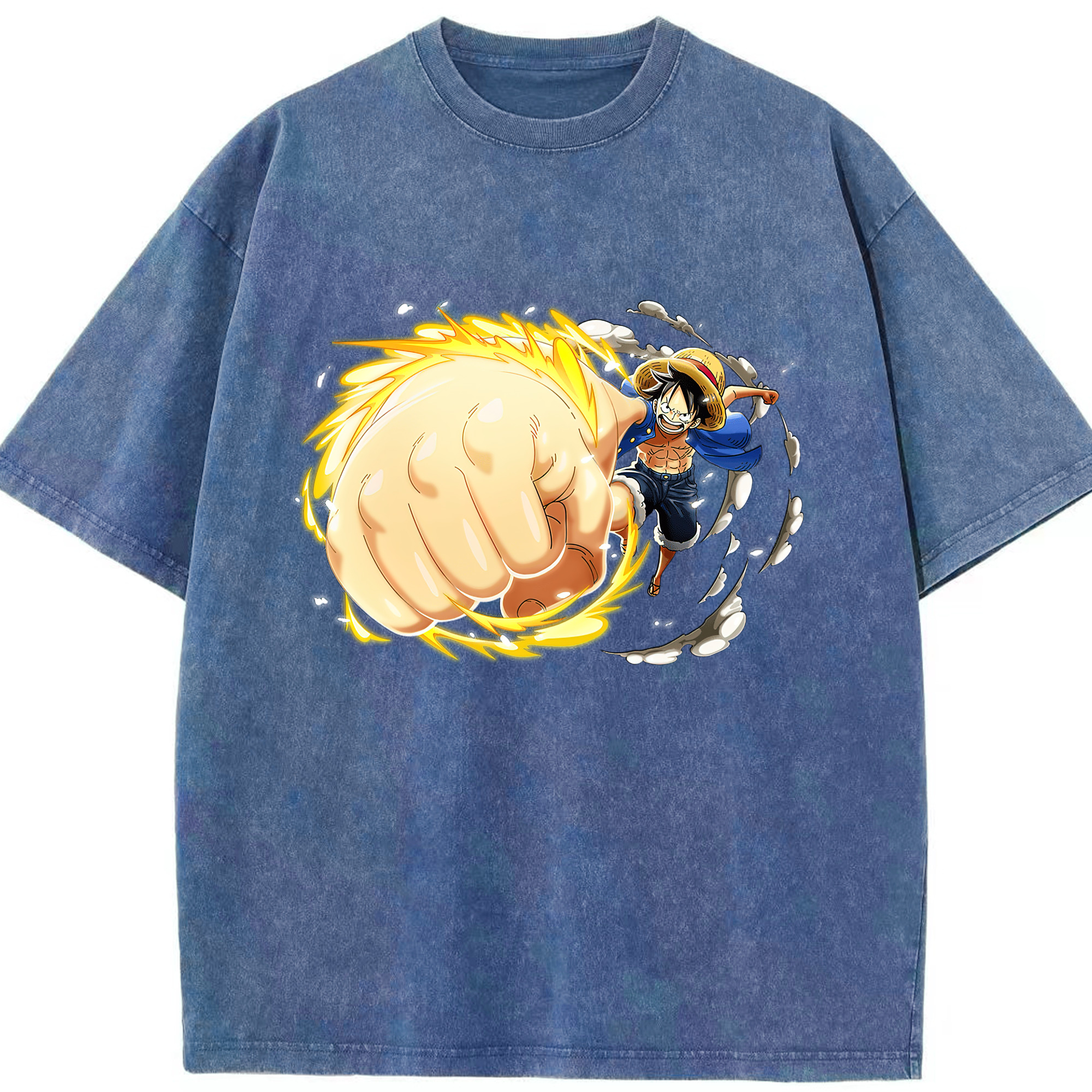 （画像用） ワンピース モンキー・D・ルフィ ONE PIECE Monkey D. Luffy 綿100% ヴィンテージ風 半袖Tシャツ（フロントプリント）