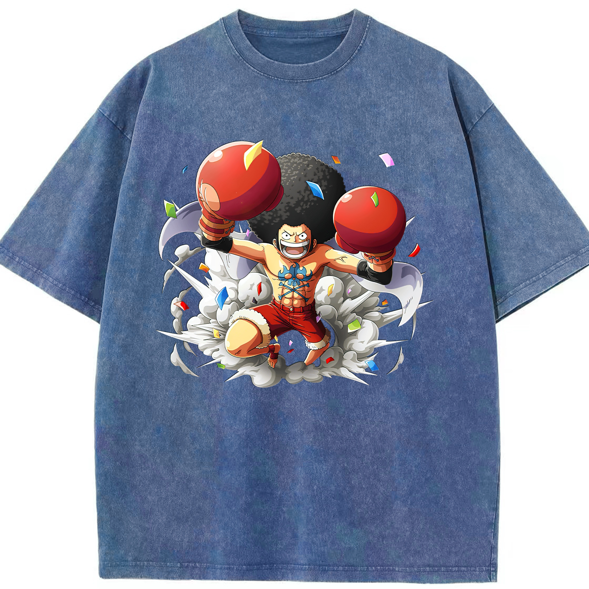 ワンピース モンキー・D・ルフィ ONE PIECE Monkey D. Luffy 綿100% ヴィンテージ風 半袖Tシャツ（フロントプリント）