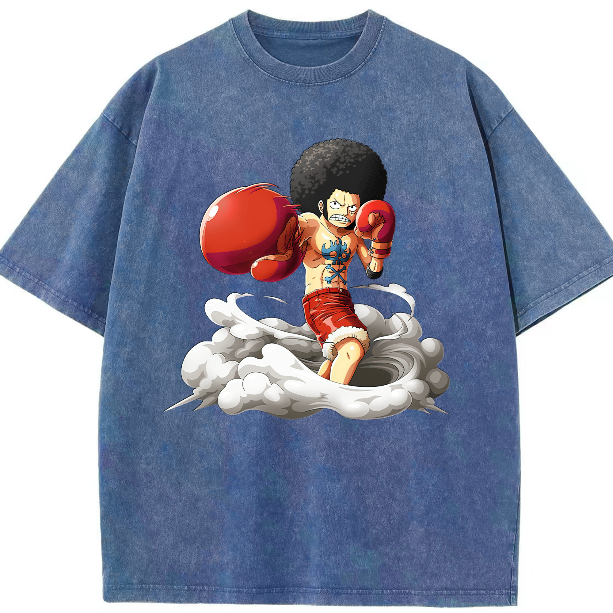 ワンピース モンキー・D・ルフィ ONE PIECE Monkey D. Luffy 綿100% ヴィンテージ風 半袖Tシャツ（フロントプリント）