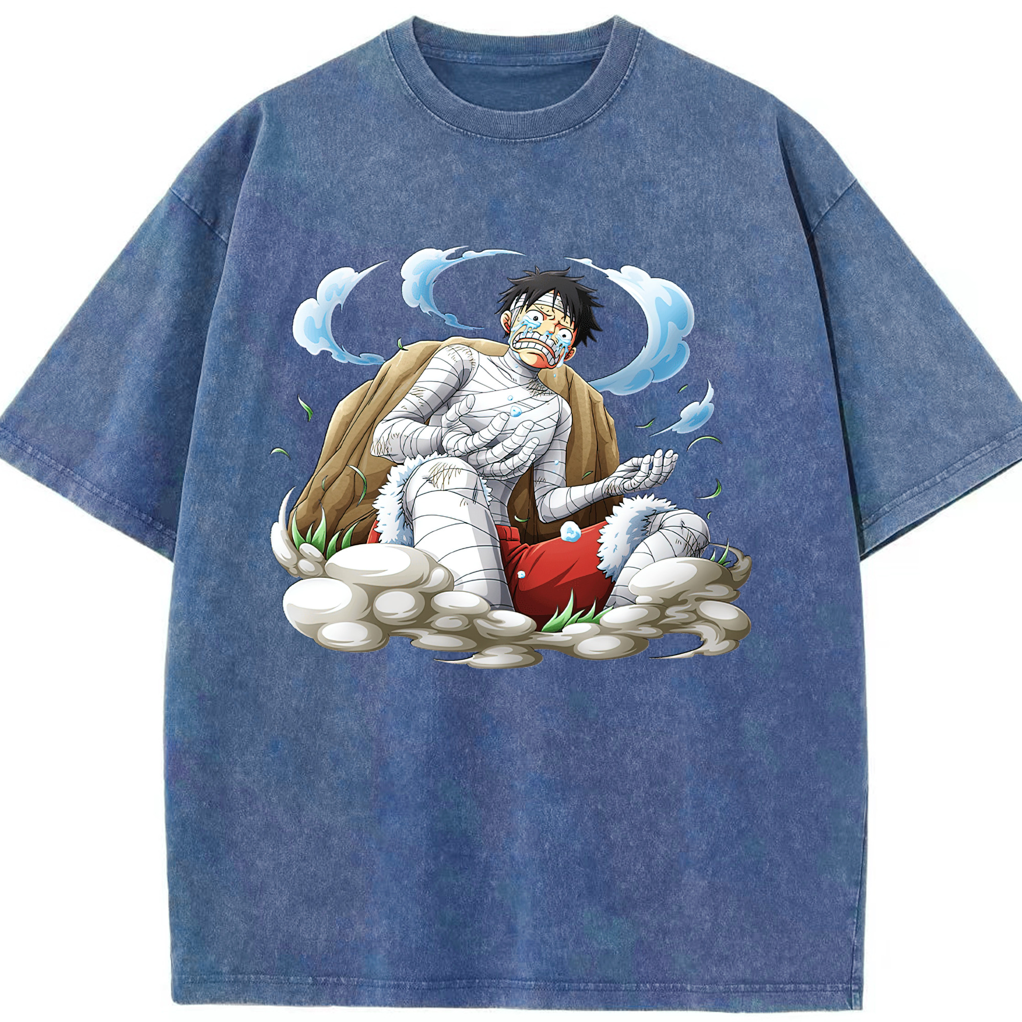 ワンピース モンキー・D・ルフィ ONE PIECE Monkey D. Luffy 綿100% ヴィンテージ風 半袖Tシャツ（フロントプリント）