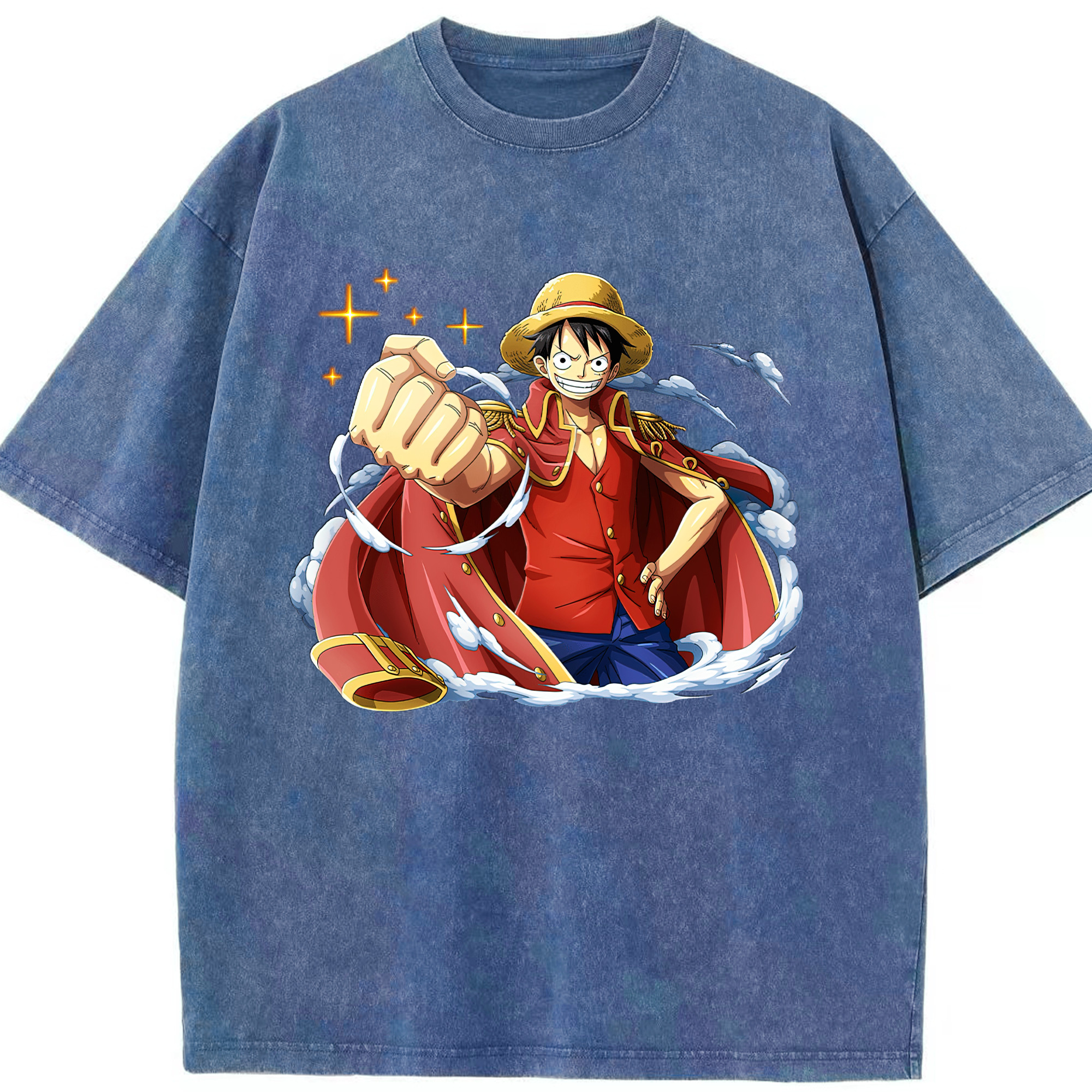 ワンピース モンキー・D・ルフィ ONE PIECE Monkey D. Luffy 綿100% ヴィンテージ風 半袖Tシャツ（フロントプリント）