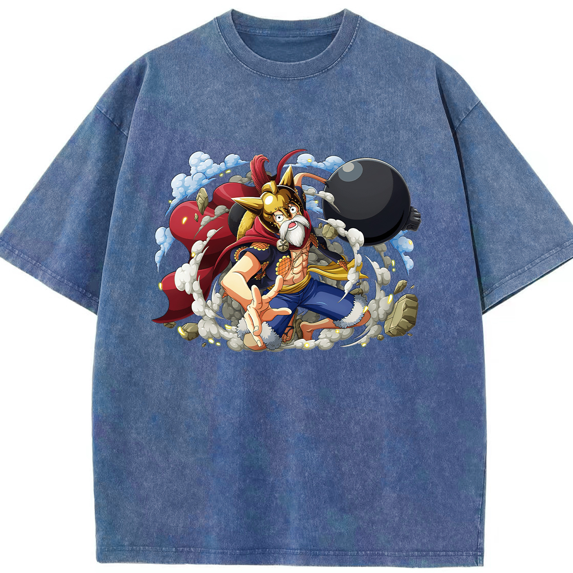 ワンピース モンキー・D・ルフィ ONE PIECE Monkey D. Luffy 綿100% ヴィンテージ風 半袖Tシャツ（フロントプリント）