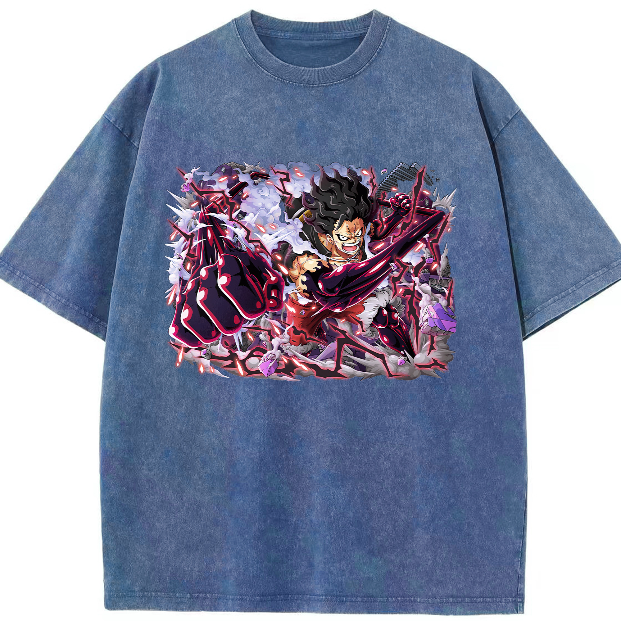 ワンピース モンキー・D・ルフィ ONE PIECE Monkey D. Luffy 綿100% ヴィンテージ風 半袖Tシャツ（フロントプリント）