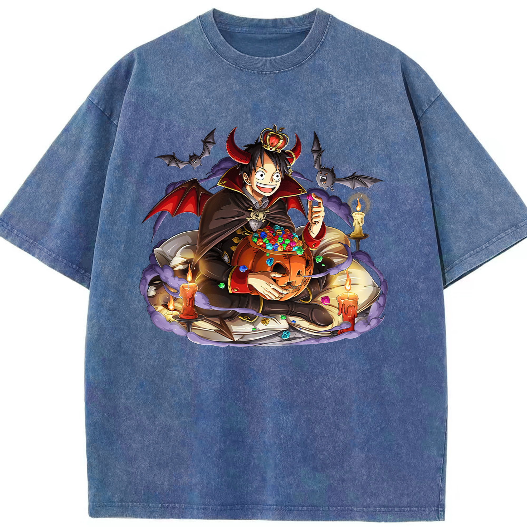 ワンピース モンキー・D・ルフィ ONE PIECE Monkey D. Luffy 綿100% ヴィンテージ風 半袖Tシャツ（フロントプリント）