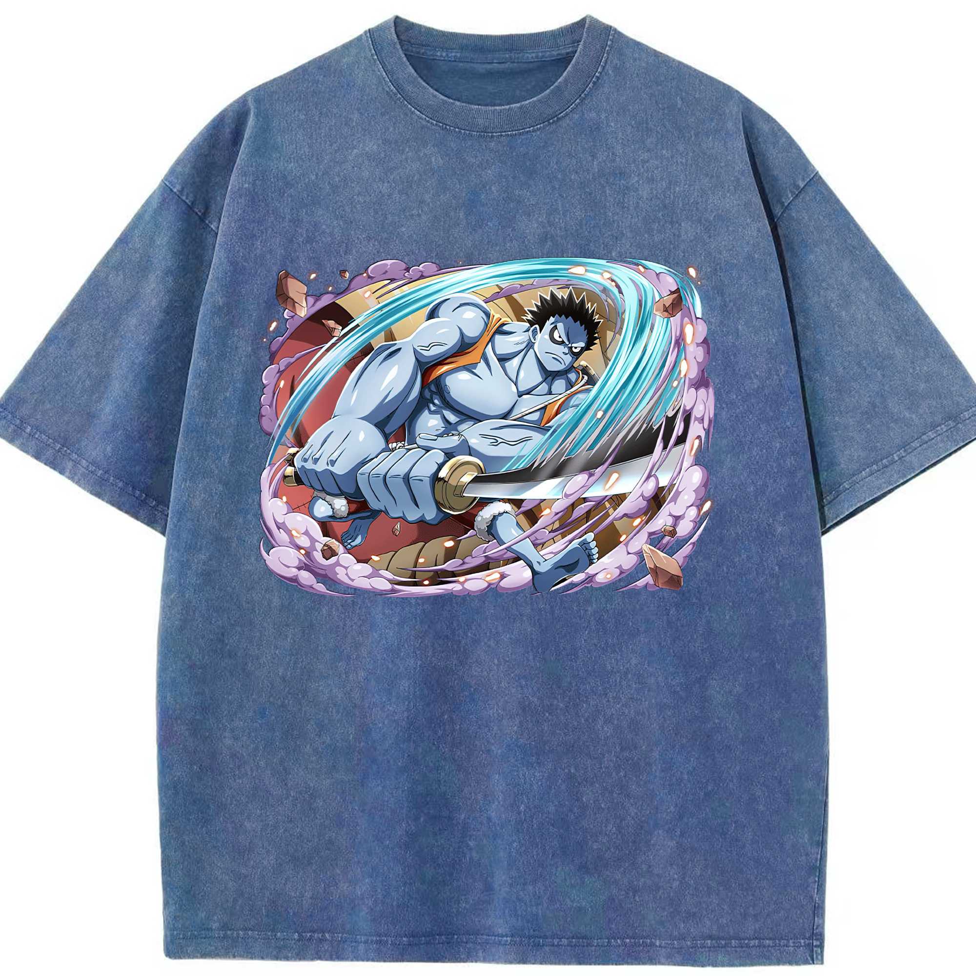 ワンピース モンキー・D・ルフィ ONE PIECE Monkey D. Luffy 綿100% ヴィンテージ風 半袖Tシャツ（フロントプリント）