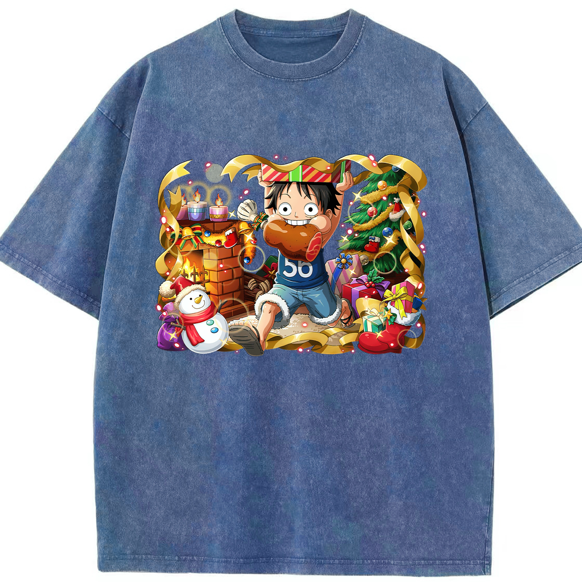 ワンピース モンキー・D・ルフィ ONE PIECE Monkey D. Luffy 綿100% ヴィンテージ風 半袖Tシャツ（フロントプリント）