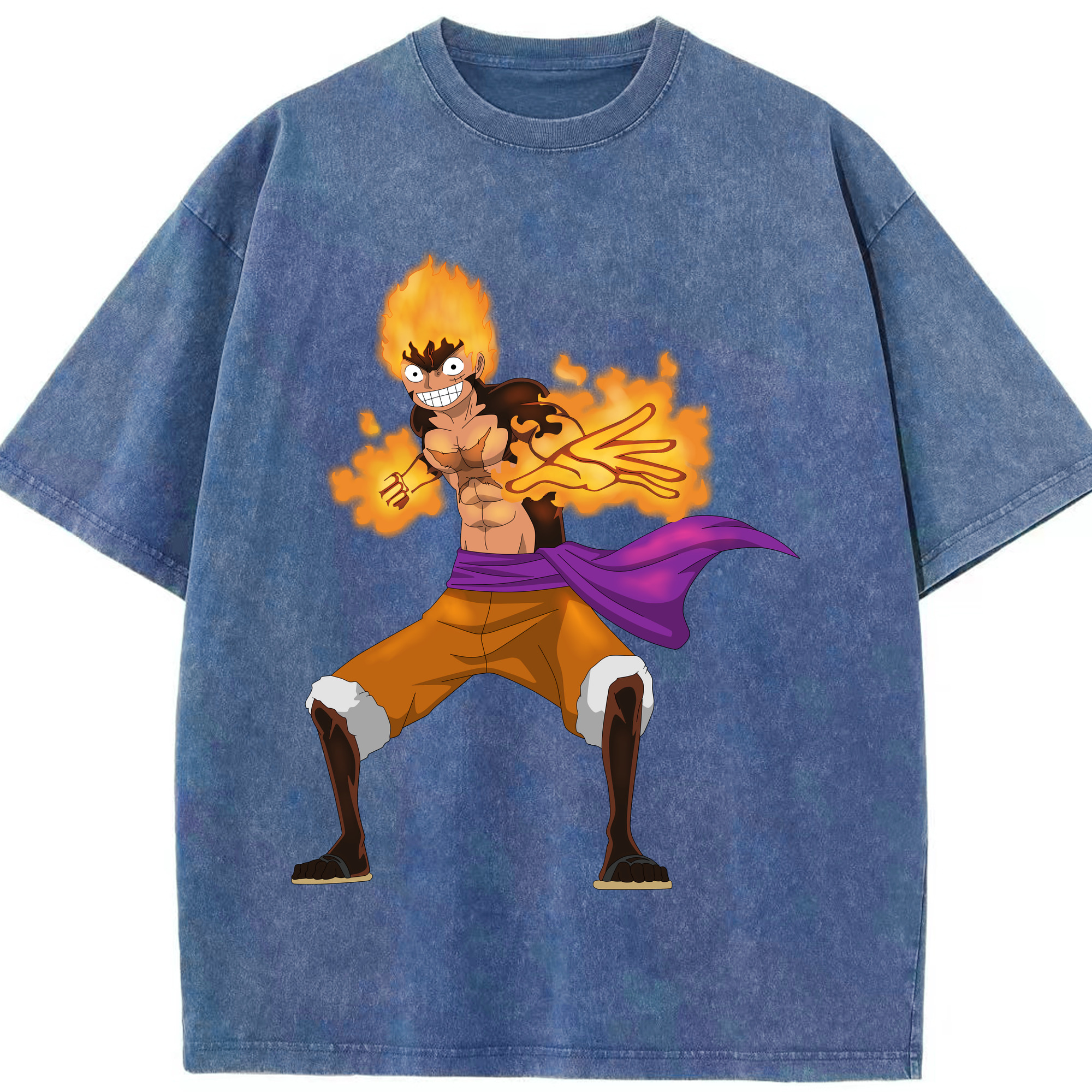 ワンピース モンキー・D・ルフィ ONE PIECE Monkey D. Luffy 綿100% ヴィンテージ風 半袖Tシャツ（フロントプリント）