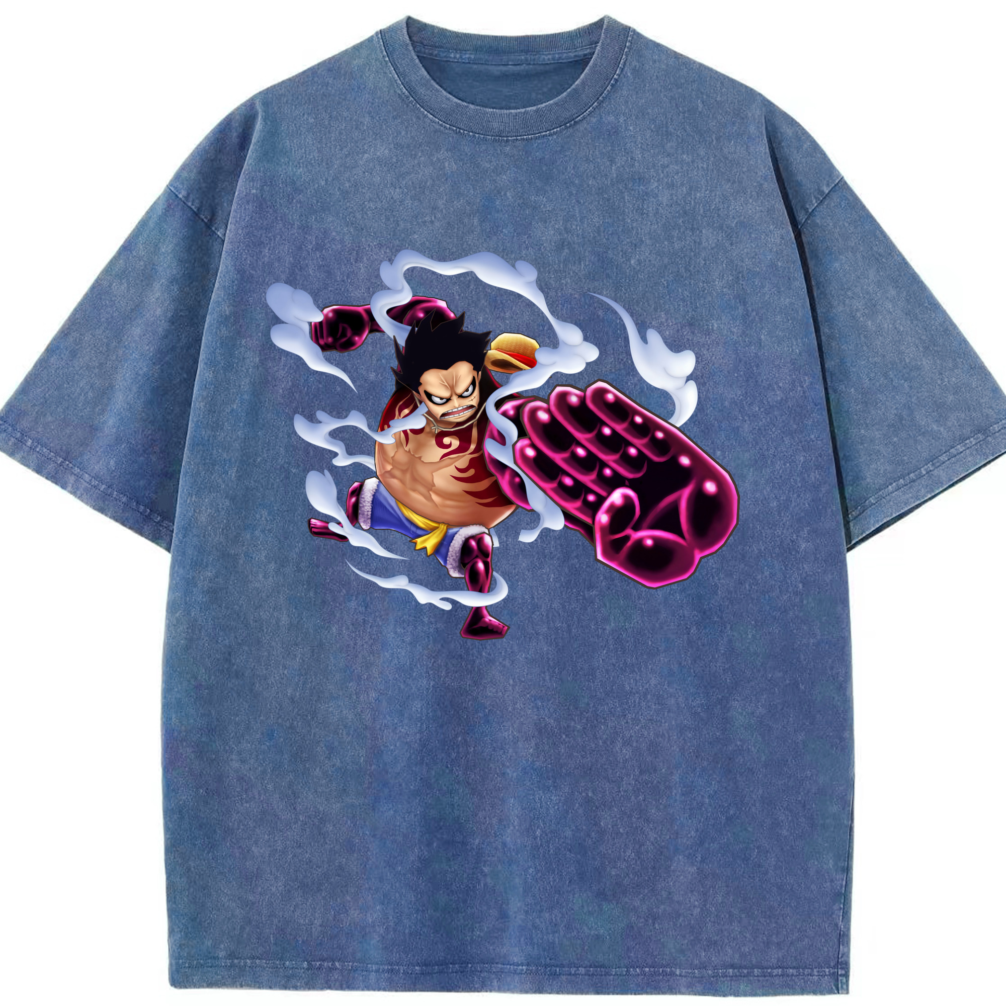 ワンピース モンキー・D・ルフィ ONE PIECE Monkey D. Luffy 綿100% ヴィンテージ風 半袖Tシャツ（フロントプリント）