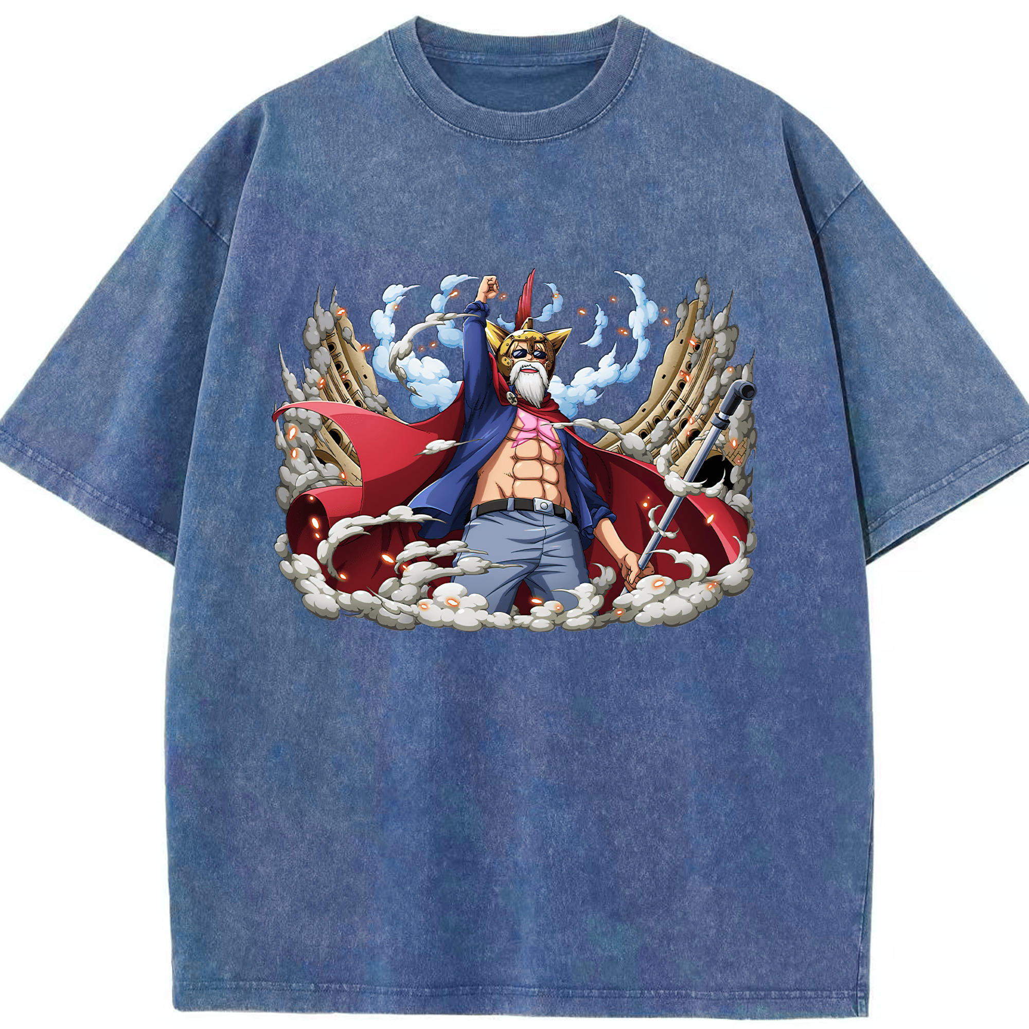 ワンピース モンキー・D・ルフィ ONE PIECE Monkey D. Luffy 綿100% ヴィンテージ風 半袖Tシャツ（フロントプリント）