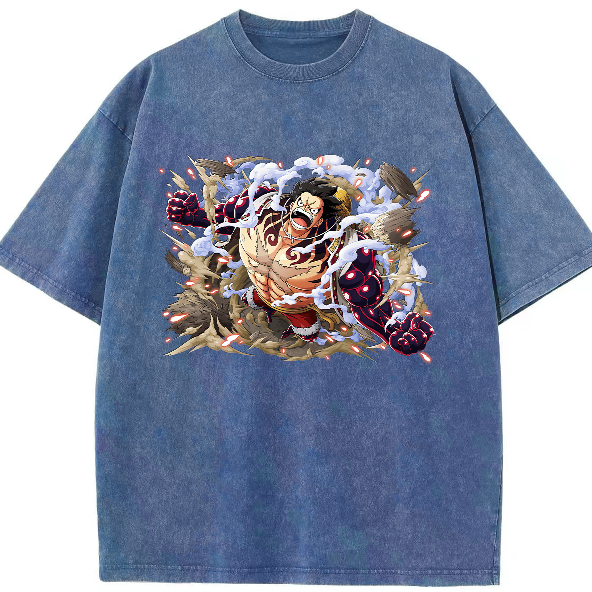 ワンピース モンキー・D・ルフィ ONE PIECE Monkey D. Luffy 綿100% ヴィンテージ風 半袖Tシャツ（フロントプリント）
