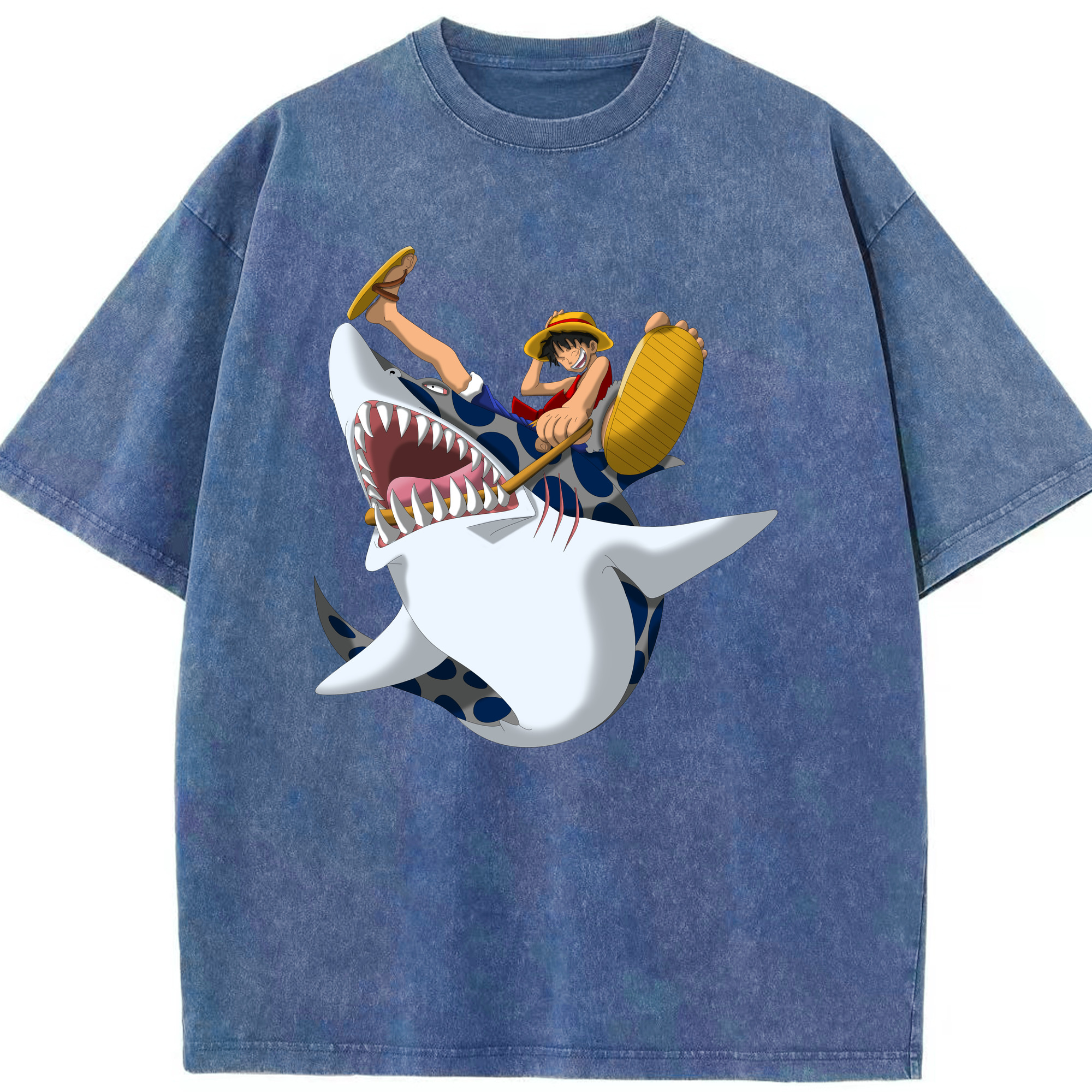 ワンピース モンキー・D・ルフィ ONE PIECE Monkey D. Luffy 綿100% ヴィンテージ風 半袖Tシャツ（フロントプリント）