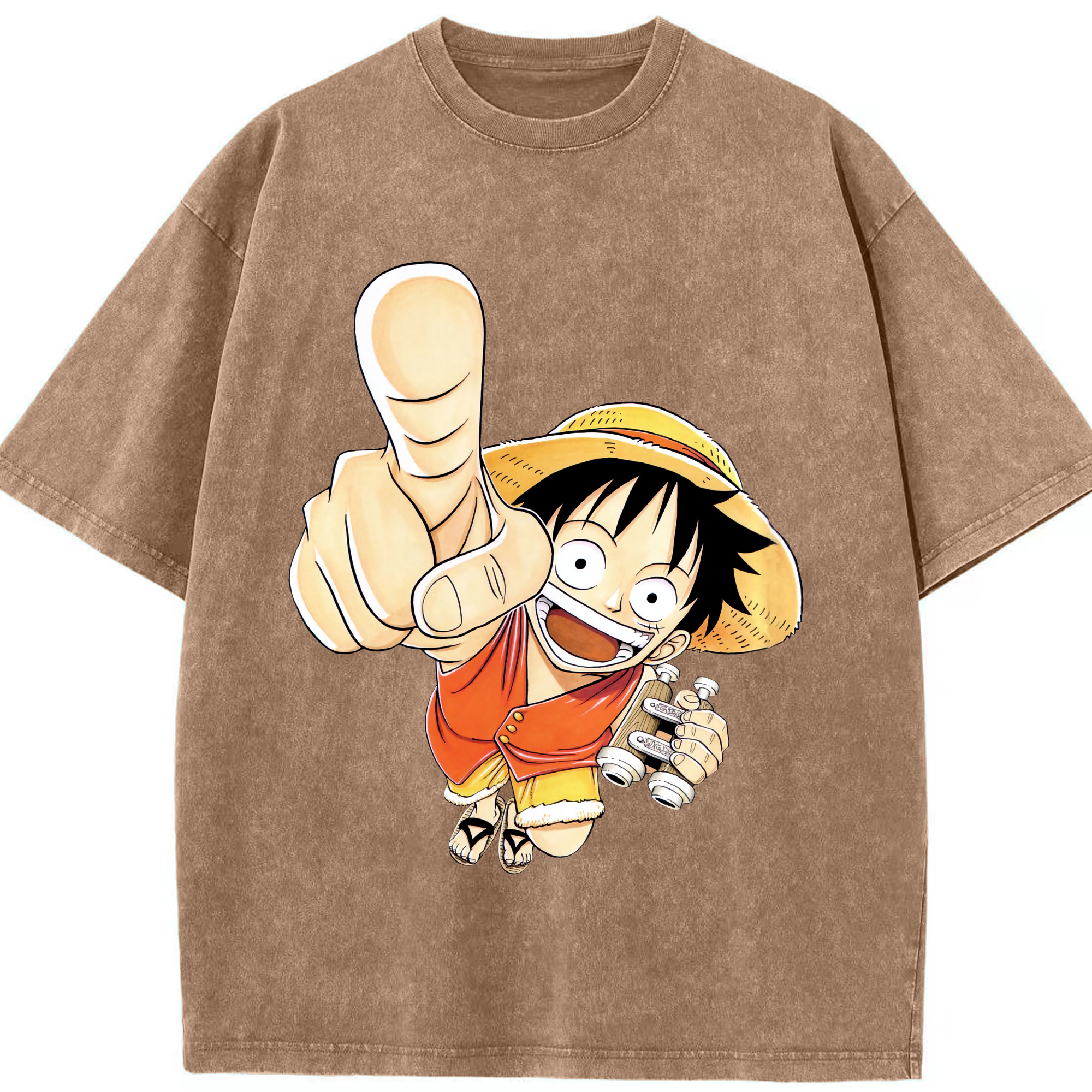 ワンピース モンキー・D・ルフィ ONE PIECE Monkey D. Luffy 綿100% ヴィンテージ風 半袖Tシャツ（フロントプリント）