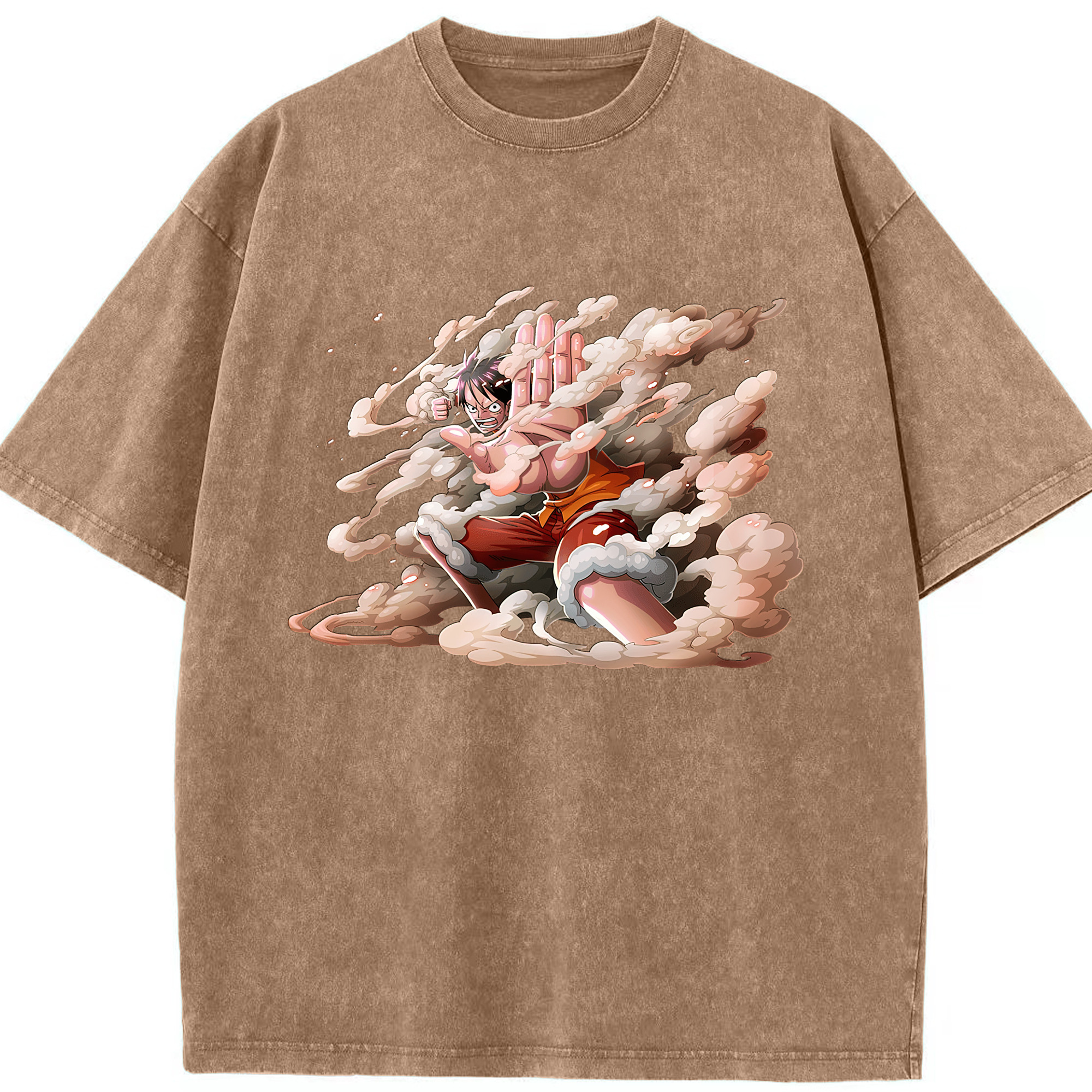 （画像用） ワンピース モンキー・D・ルフィ ONE PIECE Monkey D. Luffy 綿100% ヴィンテージ風 半袖Tシャツ（フロントプリント）