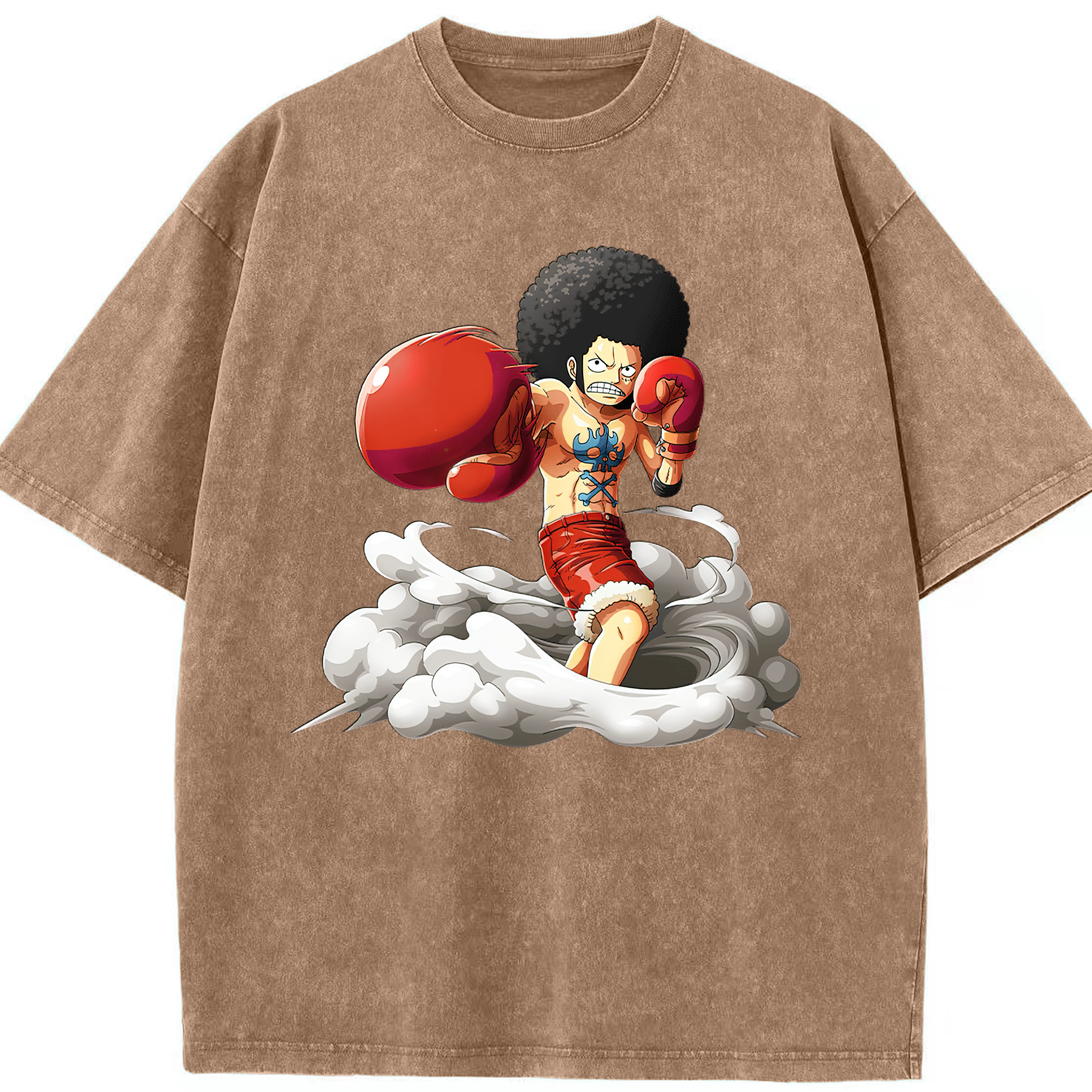 ワンピース モンキー・D・ルフィ ONE PIECE Monkey D. Luffy 綿100% ヴィンテージ風 半袖Tシャツ（フロントプリント）