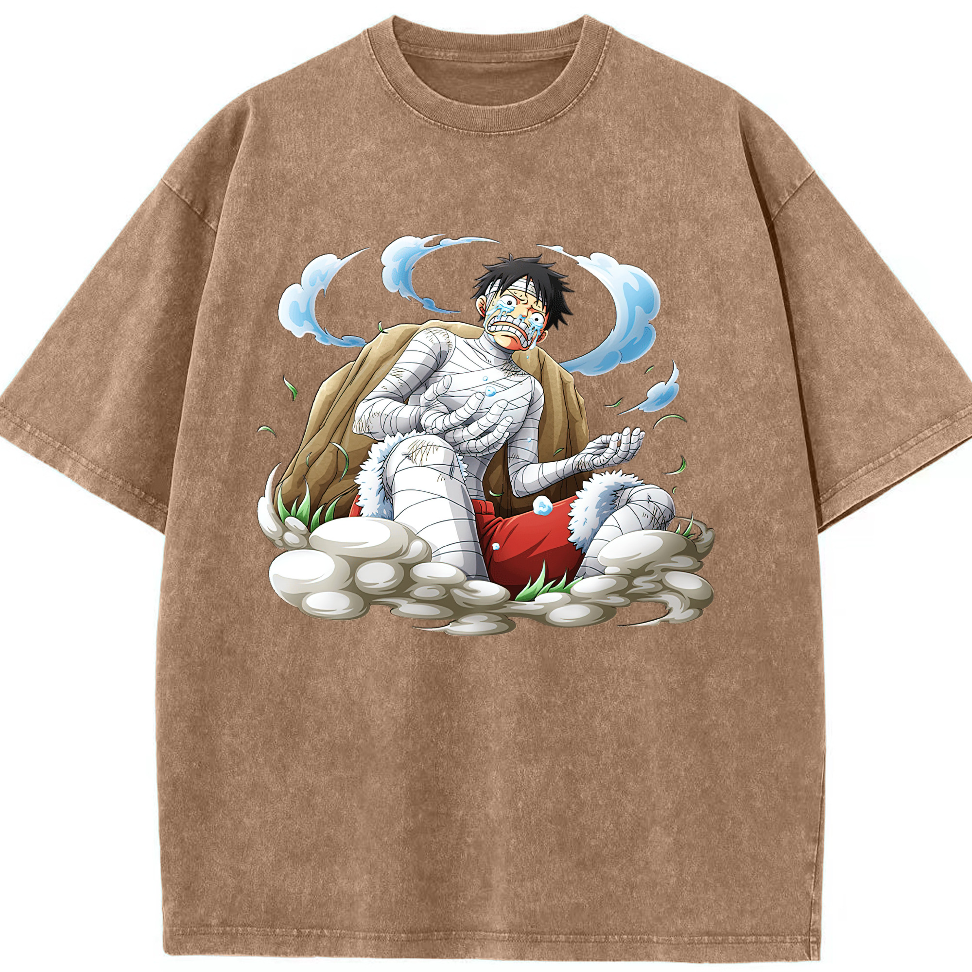 ワンピース モンキー・D・ルフィ ONE PIECE Monkey D. Luffy 綿100% ヴィンテージ風 半袖Tシャツ（フロントプリント）