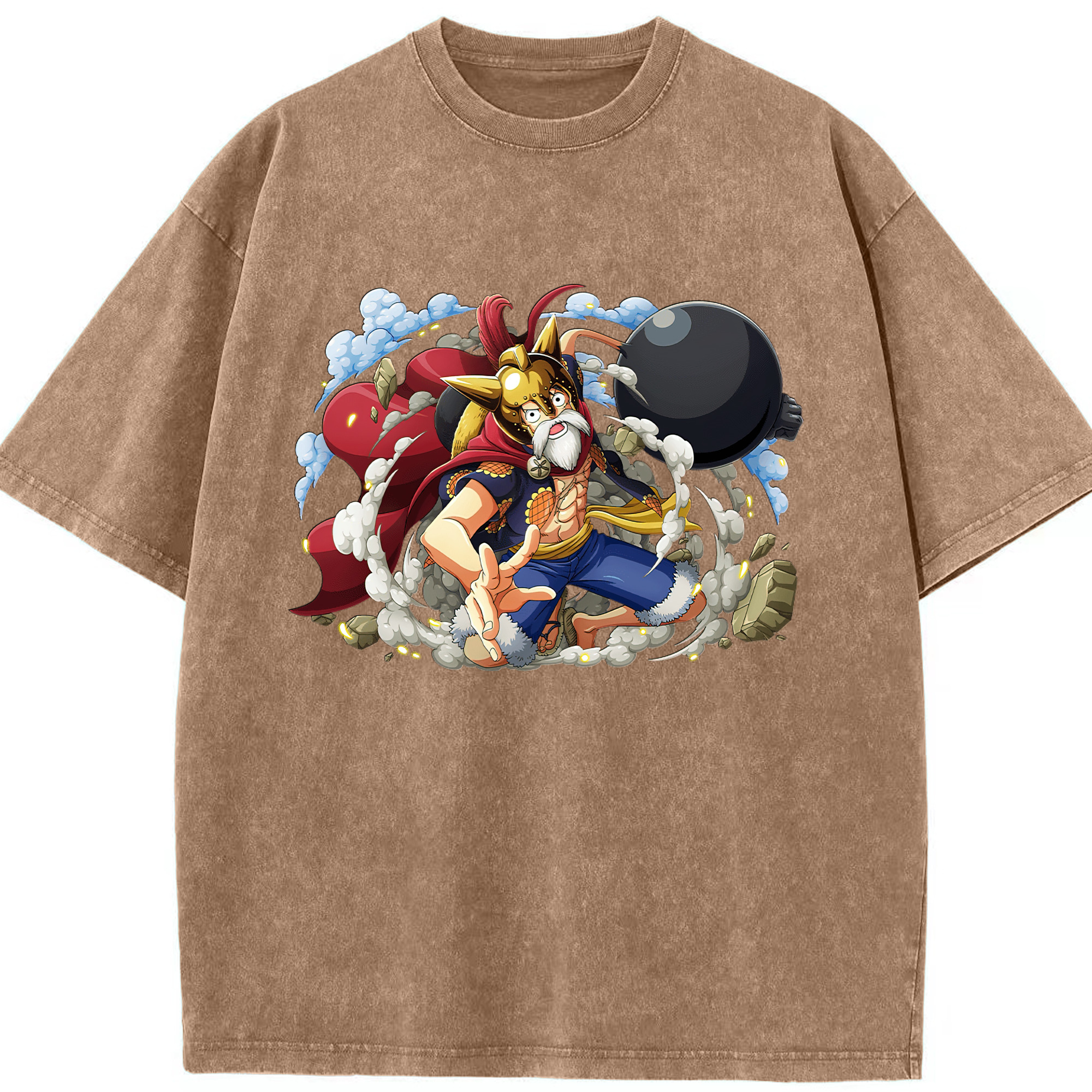 ワンピース モンキー・D・ルフィ ONE PIECE Monkey D. Luffy 綿100% ヴィンテージ風 半袖Tシャツ（フロントプリント）