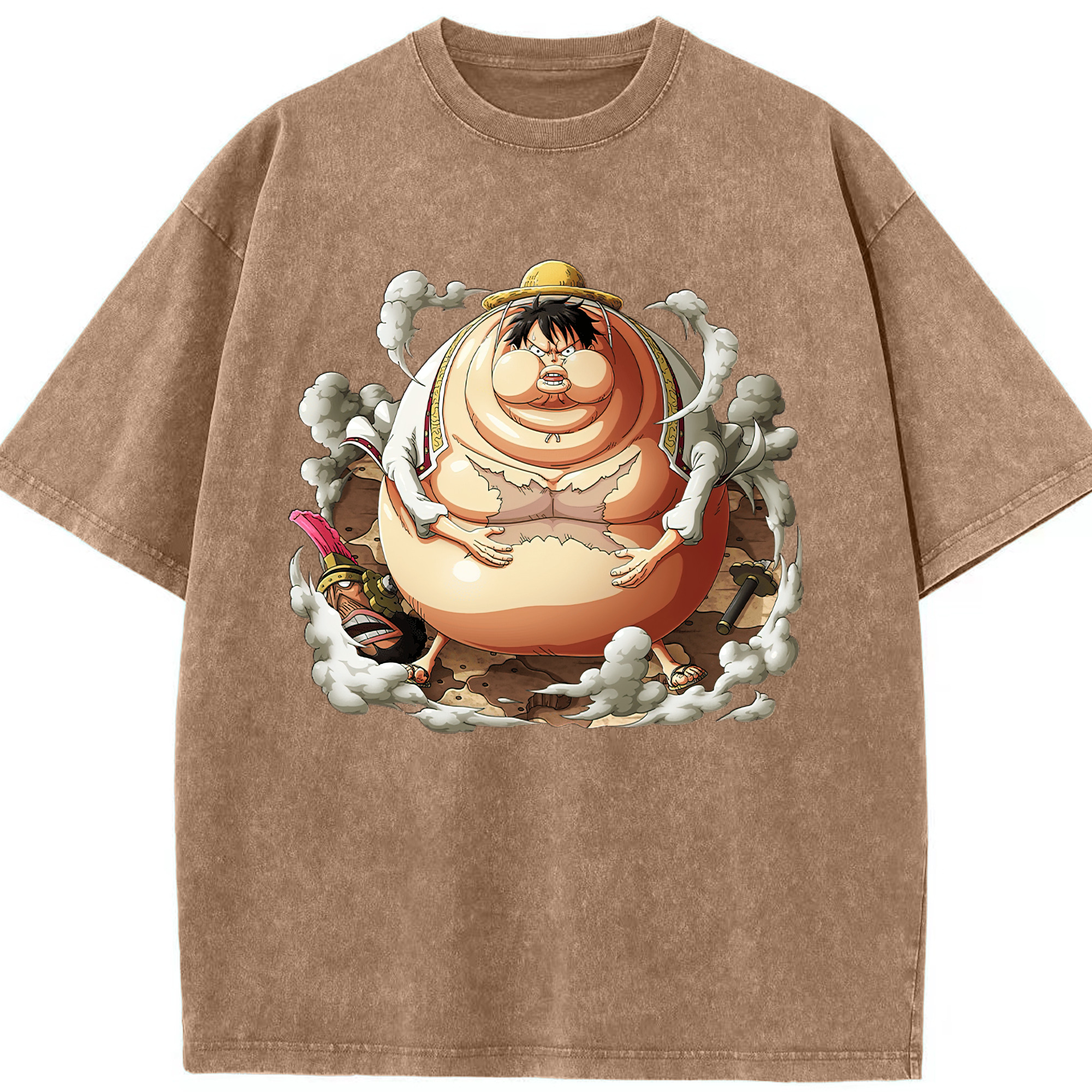 ワンピース モンキー・D・ルフィ ONE PIECE Monkey D. Luffy 綿100% ヴィンテージ風 半袖Tシャツ（フロントプリント）