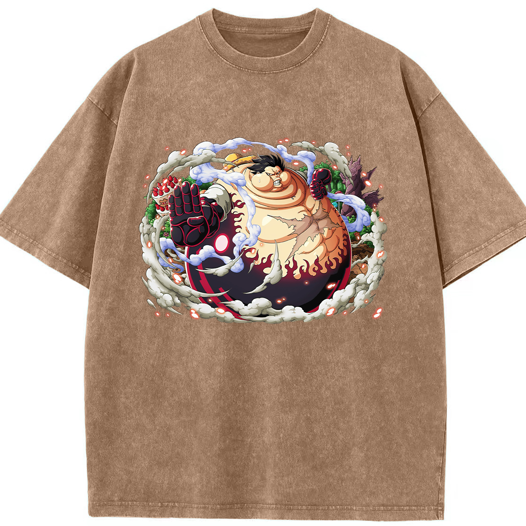 ワンピース モンキー・D・ルフィ ONE PIECE Monkey D. Luffy 綿100% ヴィンテージ風 半袖Tシャツ（フロントプリント）