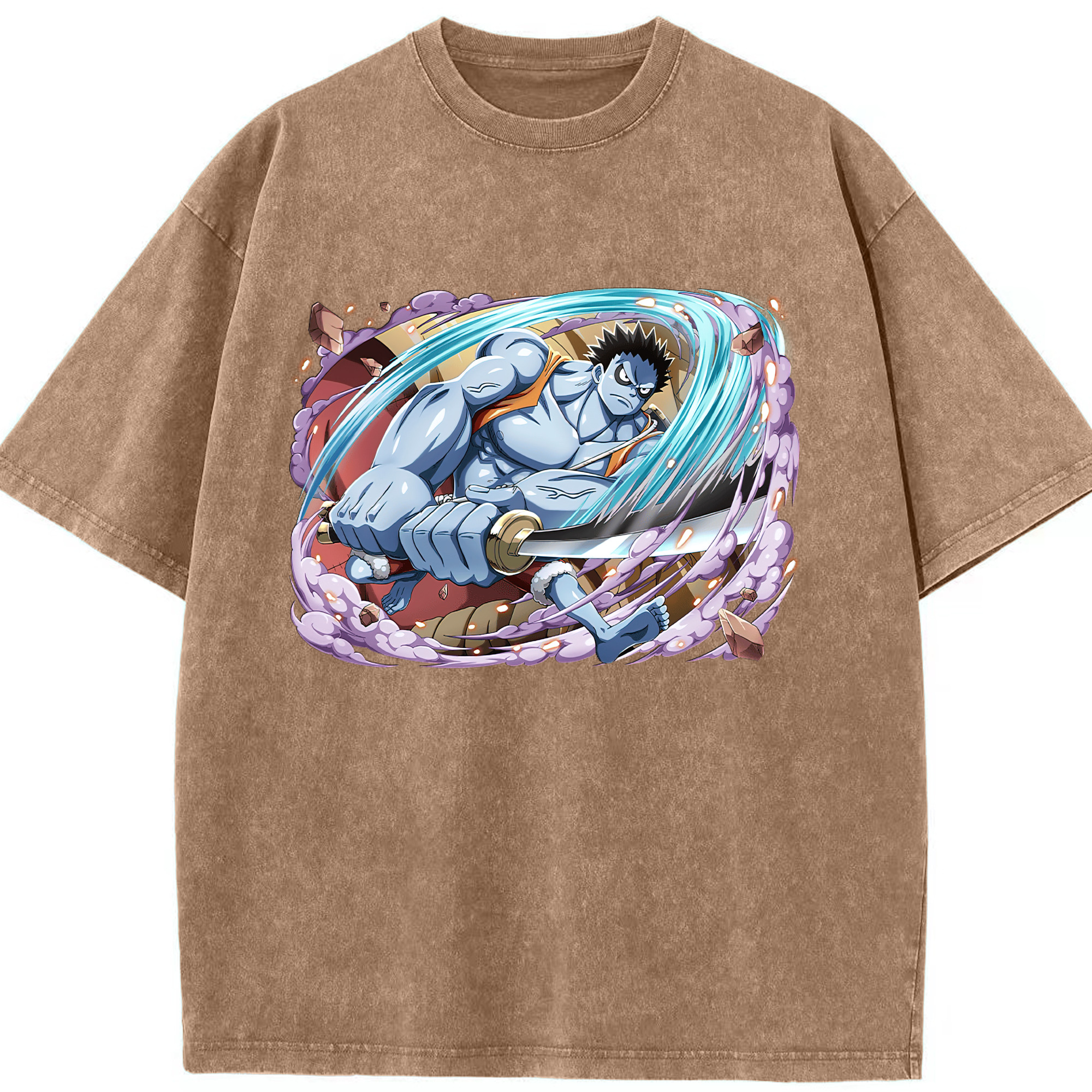 ワンピース モンキー・D・ルフィ ONE PIECE Monkey D. Luffy 綿100% ヴィンテージ風 半袖Tシャツ（フロントプリント）