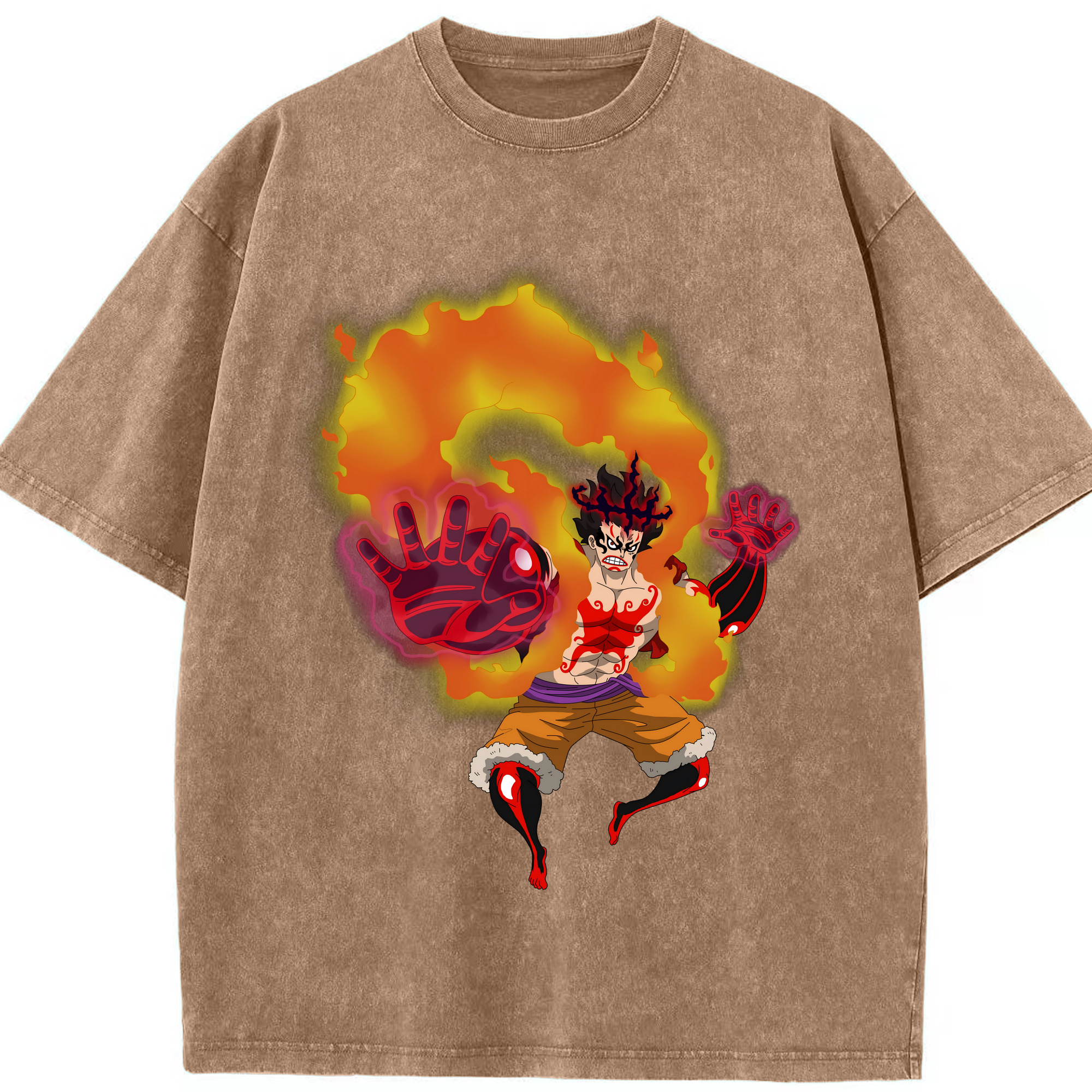 ワンピース モンキー・D・ルフィ ONE PIECE Monkey D. Luffy 綿100% ヴィンテージ風 半袖Tシャツ（フロントプリント）