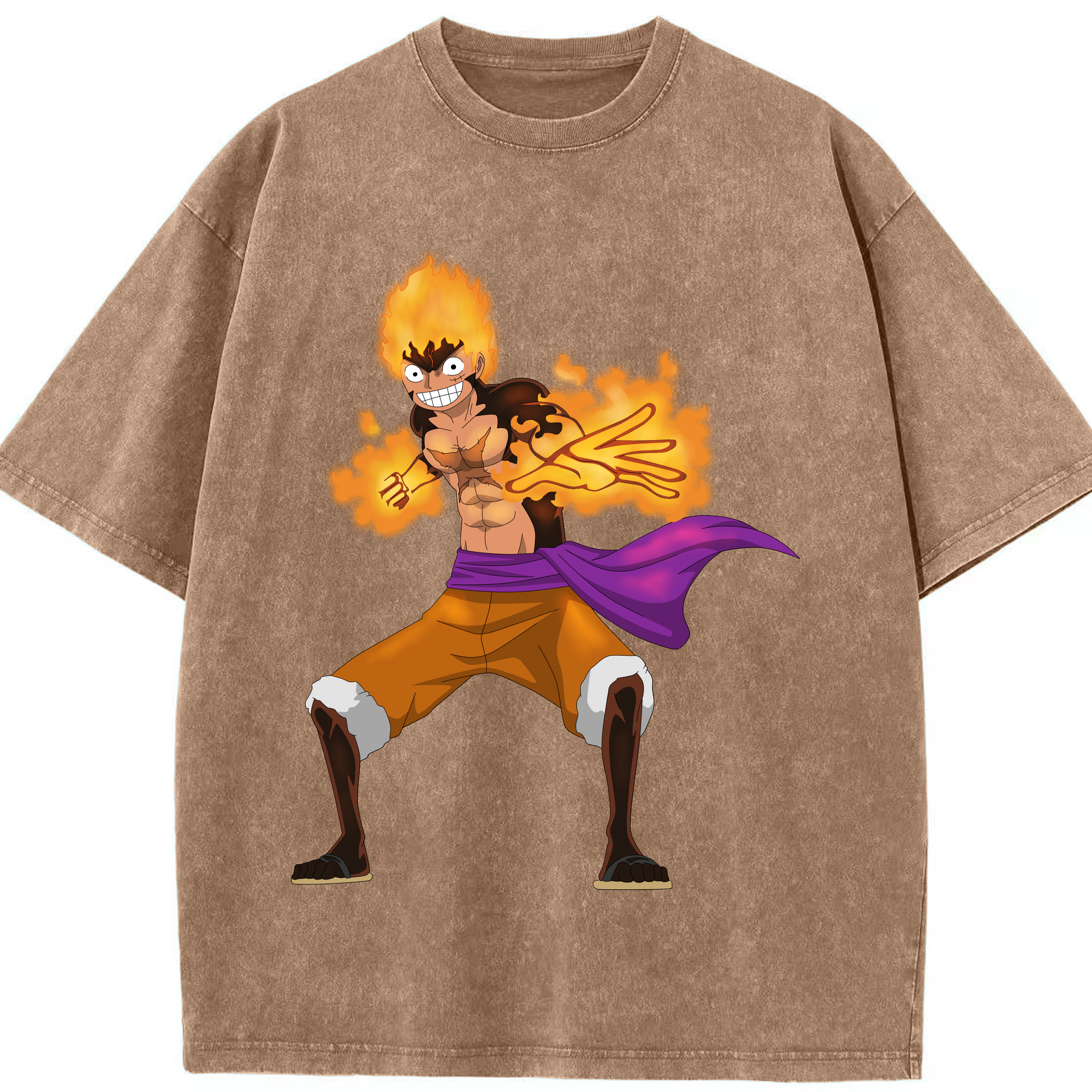 ワンピース モンキー・D・ルフィ ONE PIECE Monkey D. Luffy 綿100% ヴィンテージ風 半袖Tシャツ（フロントプリント）