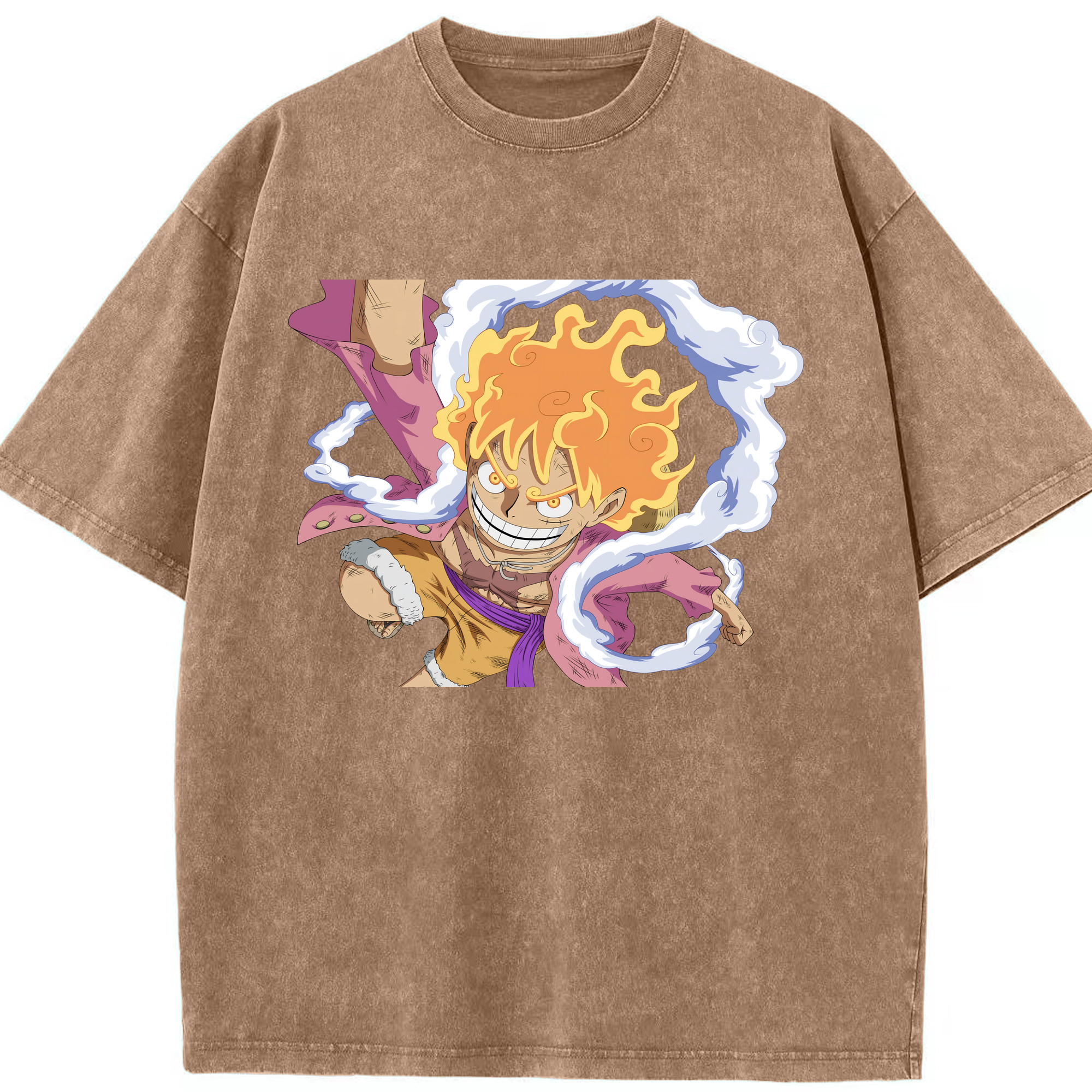 ワンピース モンキー・D・ルフィ ONE PIECE Monkey D. Luffy 綿100% ヴィンテージ風 半袖Tシャツ（フロントプリント）