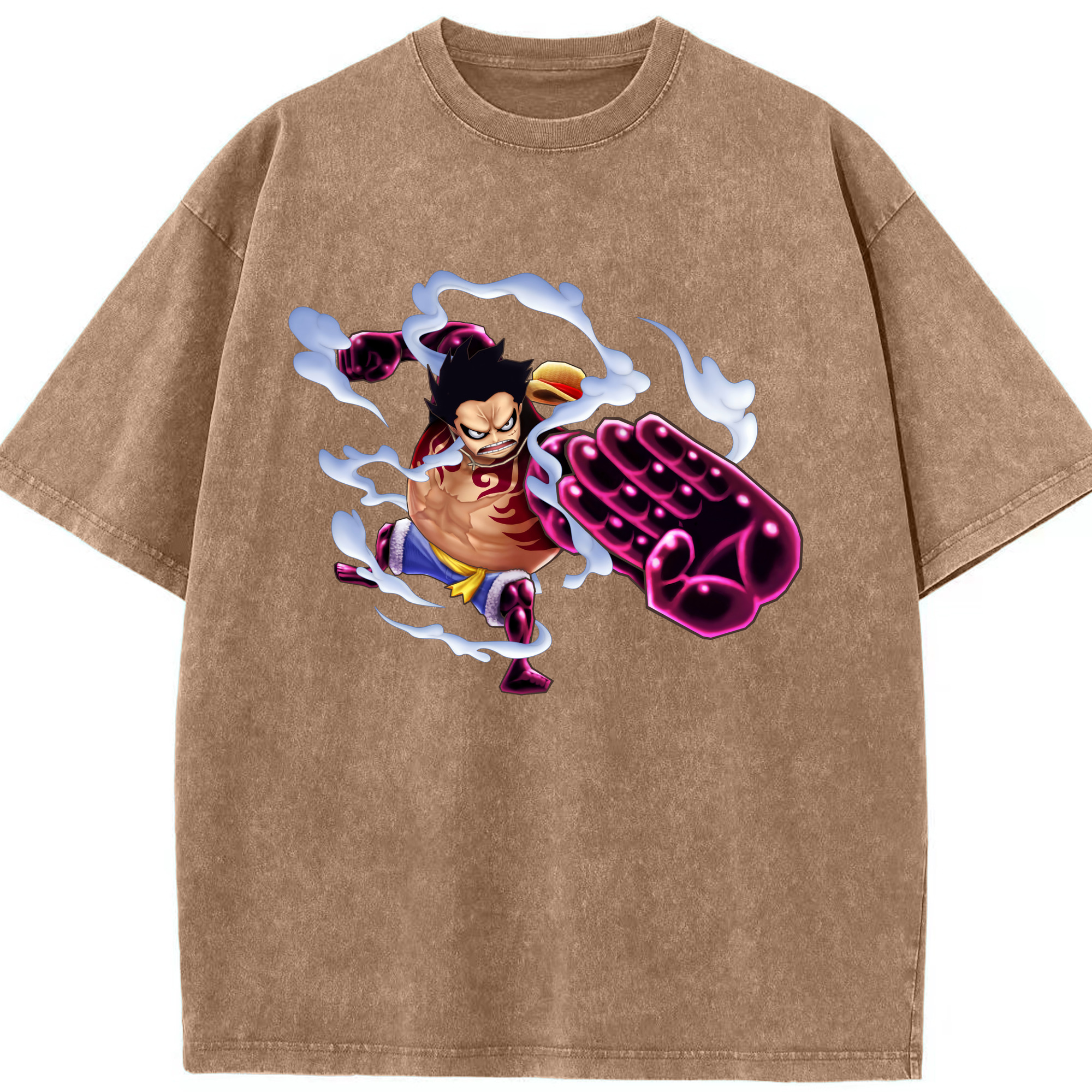 ワンピース モンキー・D・ルフィ ONE PIECE Monkey D. Luffy 綿100% ヴィンテージ風 半袖Tシャツ（フロントプリント）