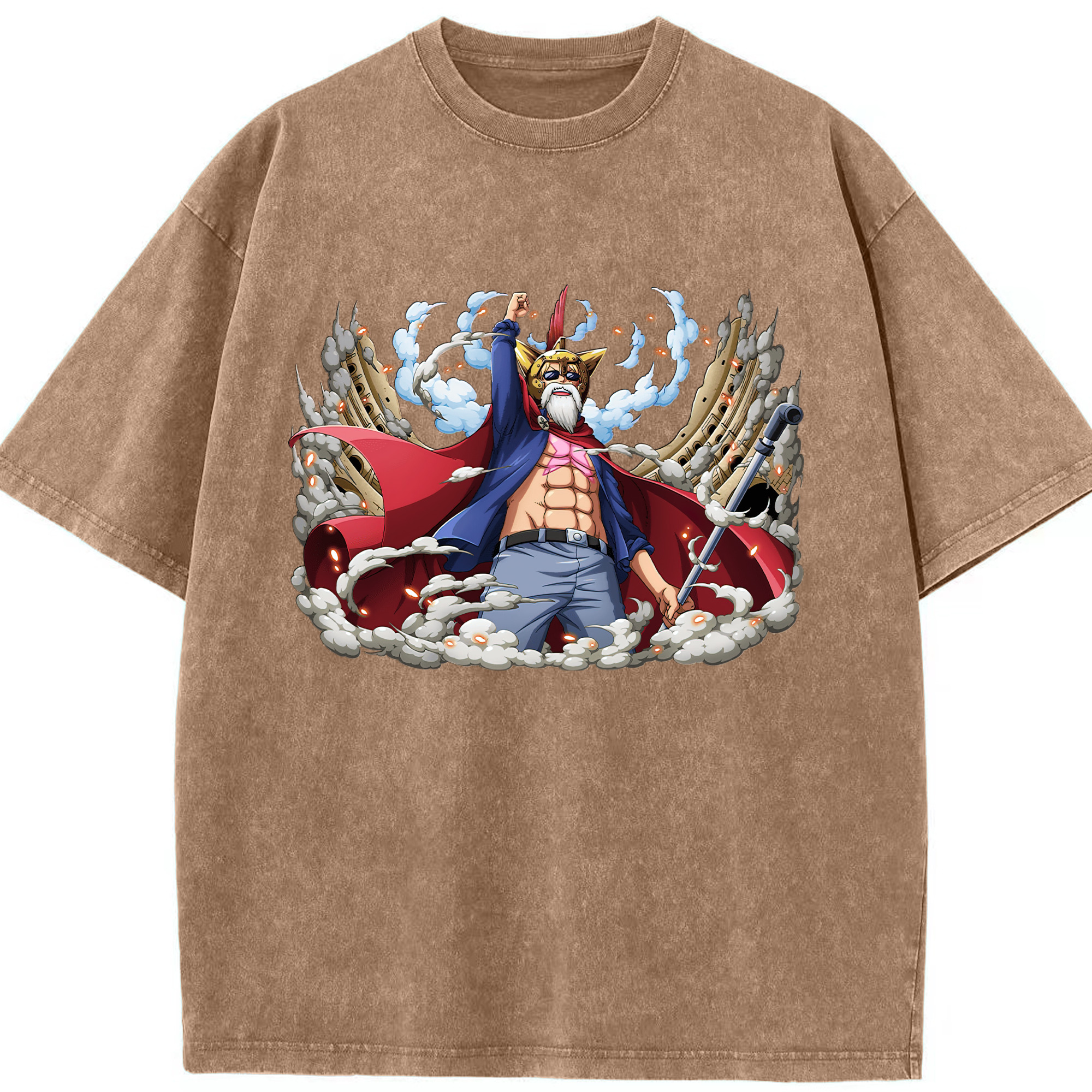 ワンピース モンキー・D・ルフィ ONE PIECE Monkey D. Luffy 綿100% ヴィンテージ風 半袖Tシャツ（フロントプリント）