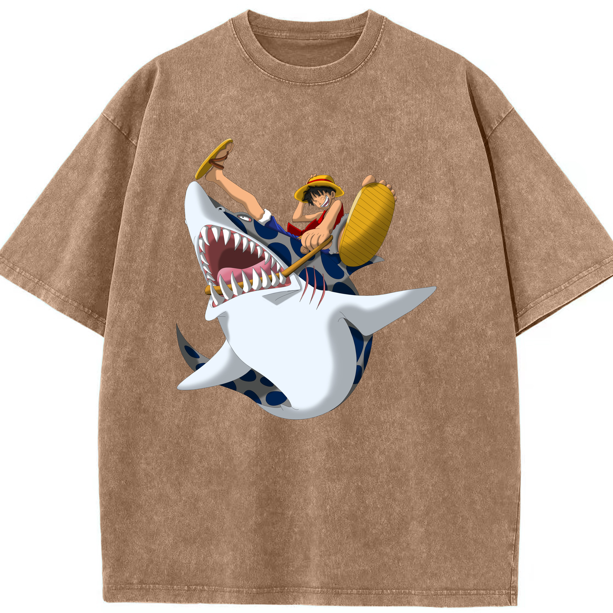 ワンピース モンキー・D・ルフィ ONE PIECE Monkey D. Luffy 綿100% ヴィンテージ風 半袖Tシャツ（フロントプリント）